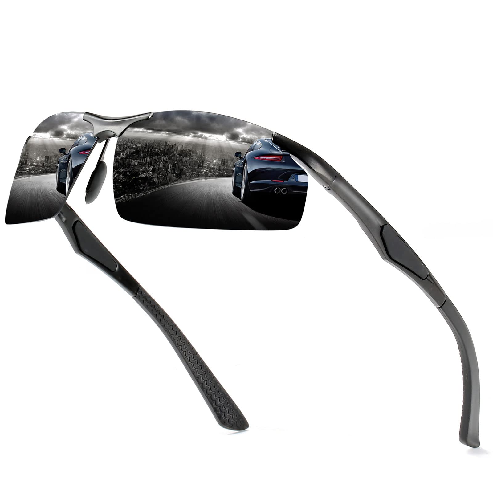 ANRRI Polarized Sports Sunglasses for Men - UV Protection Golf Fishing Driving Cycling Sunglasses with Metal Frame - Perfect for Outdoor Activities, Sports & Travel