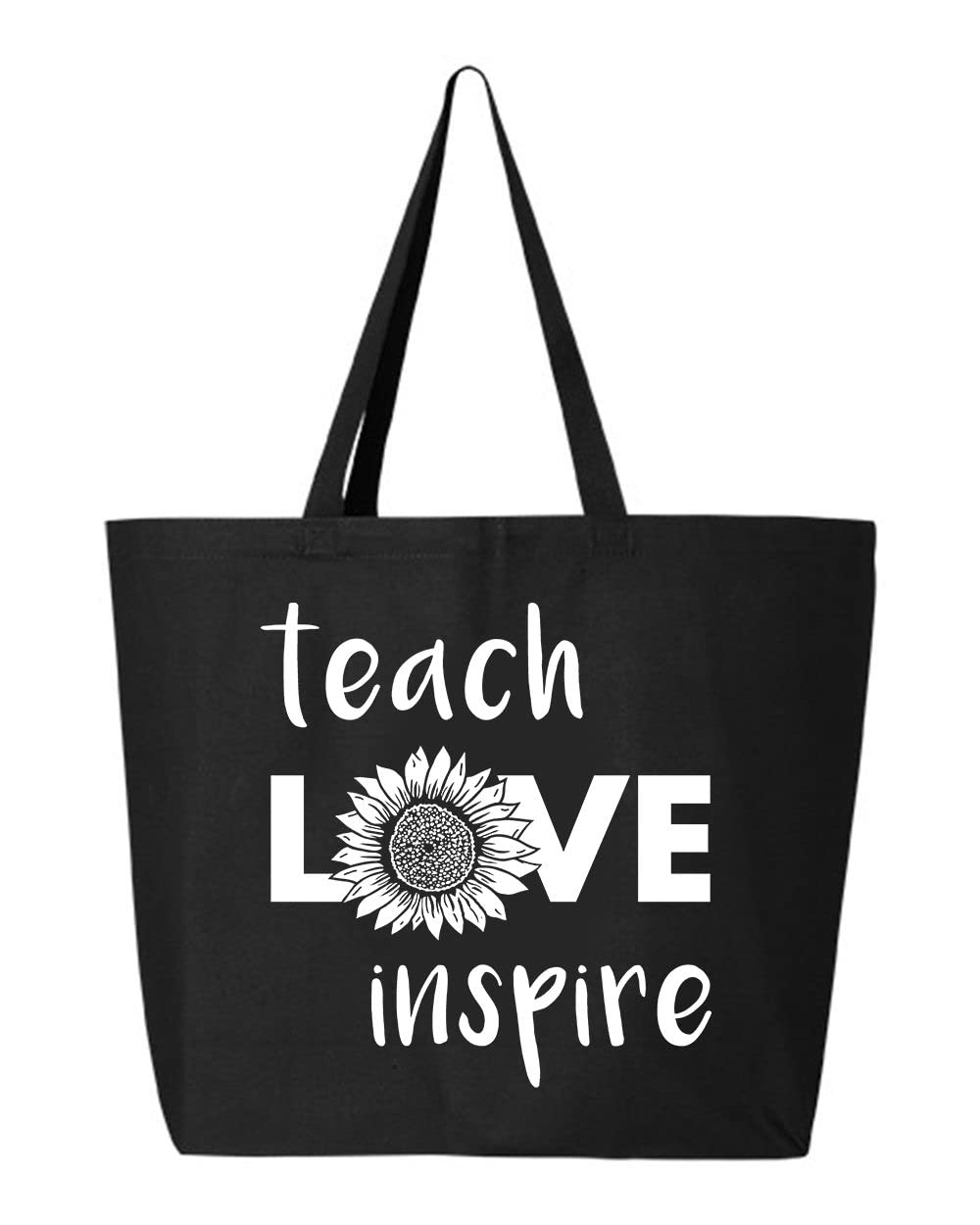 Shop4Ever® Large Heavy Duty Canvas Tote Bag - 10oz Durable Reusable Shopping Bag with Sunflower Design, Perfect Teacher Appreciation Gift for Women | Great for School, Groceries & Beach
