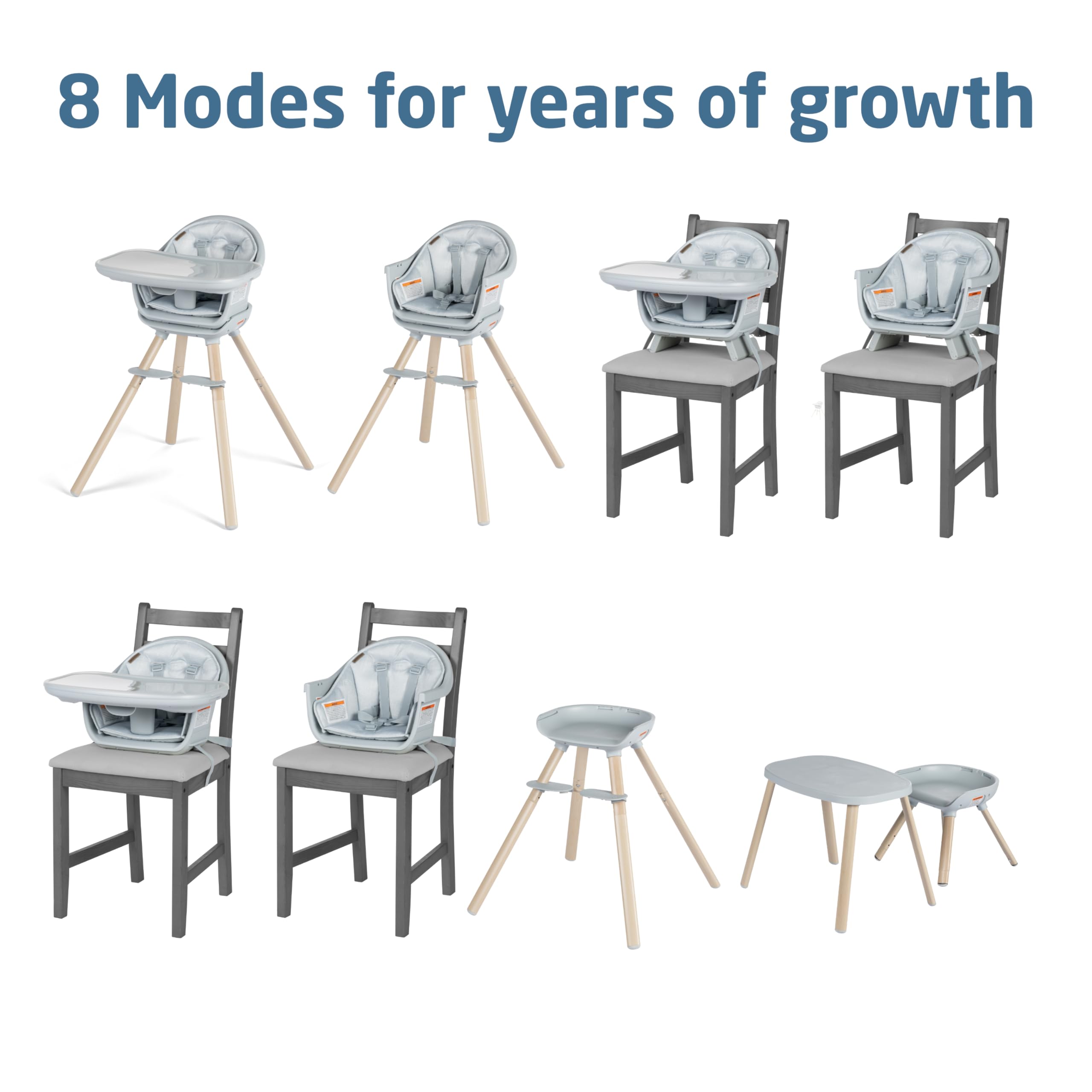 Maxi-Cosi Moa 8-in-1 Convertible High Chair for Babies & Toddlers - Lightweight, Compact & Machine Washable - Classic Slate | Perfect for Dining, Travel & Small Spaces