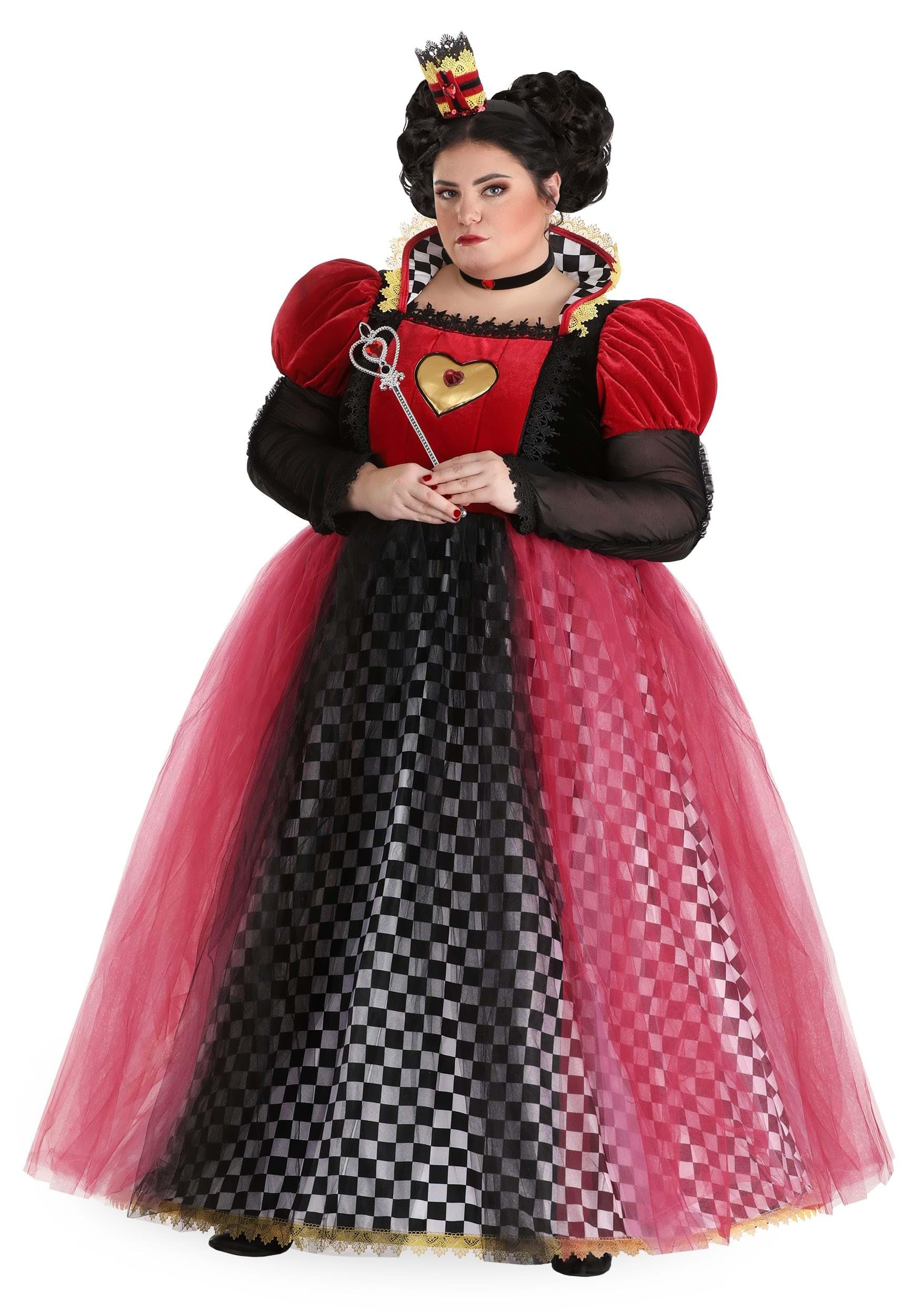 Plus Size Queen of Hearts Costume for Women - Elegant Halloween, Cosplay & Theme Party Outfit - Perfect for Renaissance Fairs, Costume Balls & Alice in Wonderland Events