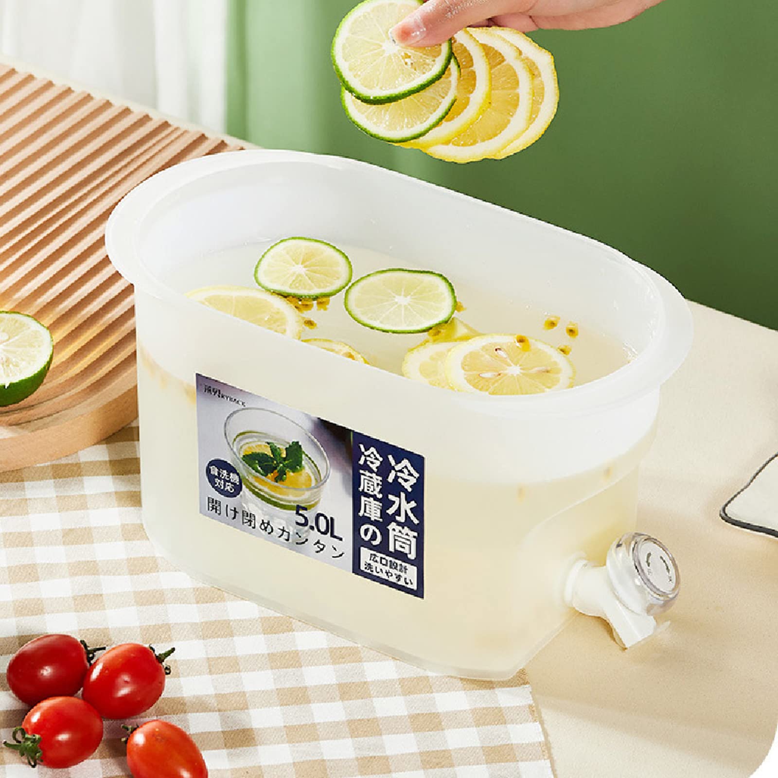 5L Cold Kettle with Faucet - Large Capacity Refrigerator Juice & Water Pitcher - Plastic Beverage Dispenser for Fruit Drinks - Perfect for Home, Kitchen, Camping & Parties - Keep Drinks Chilled for Outdoor Events & Family Gatherings