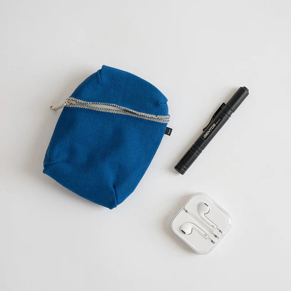 Kurashiki Hampu Canvas Pouch Small Size - Premium Japanese Indigo Blue Cotton Pouch for Travel, Stationery & Everyday Essentials