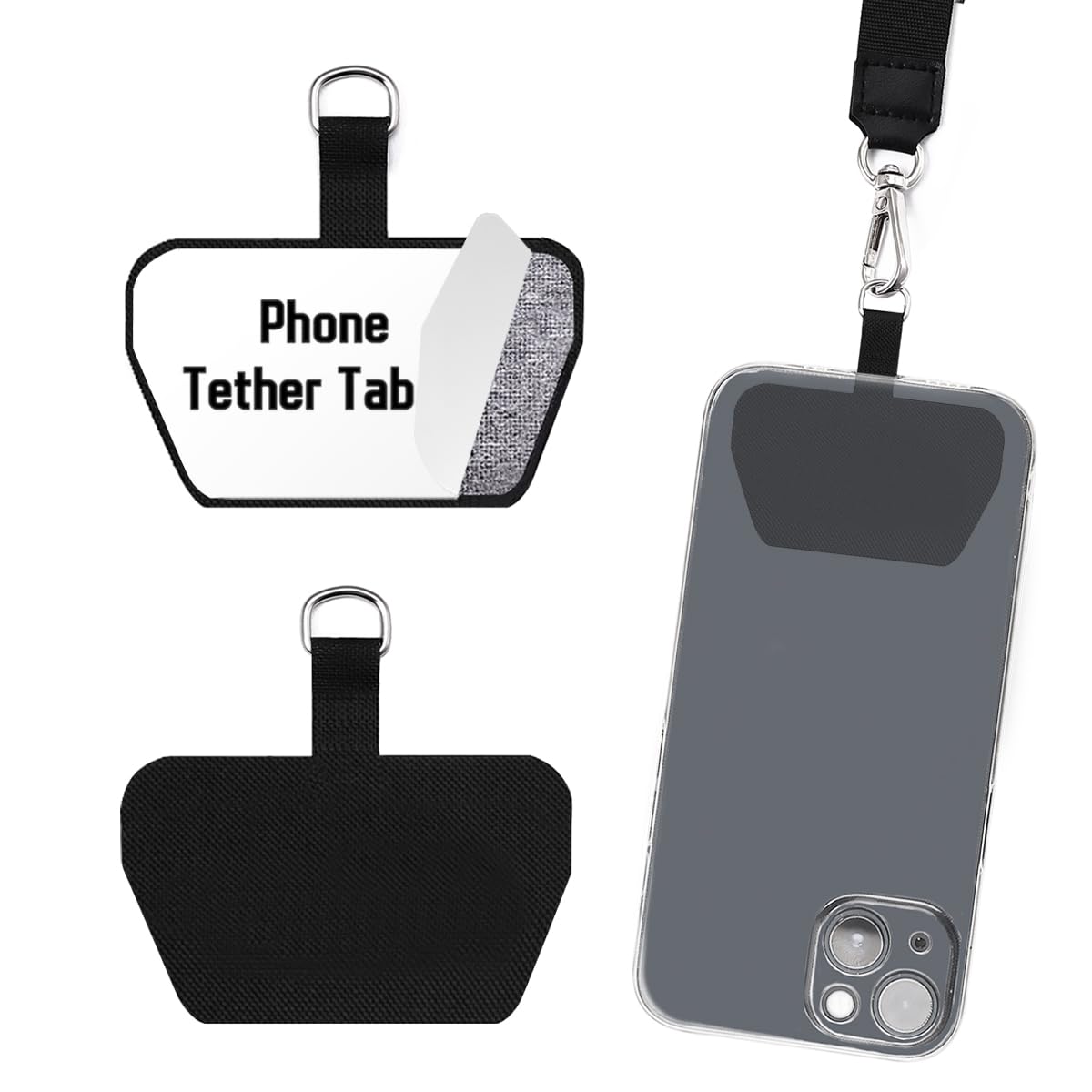 2 Pack Phone Tether Tabs for iPhone - Universal Phone Strap & Lanyard Attachment - Compatible with Most Phone Cases - Perfect for Gym, Travel, Work & Outdoor Activities