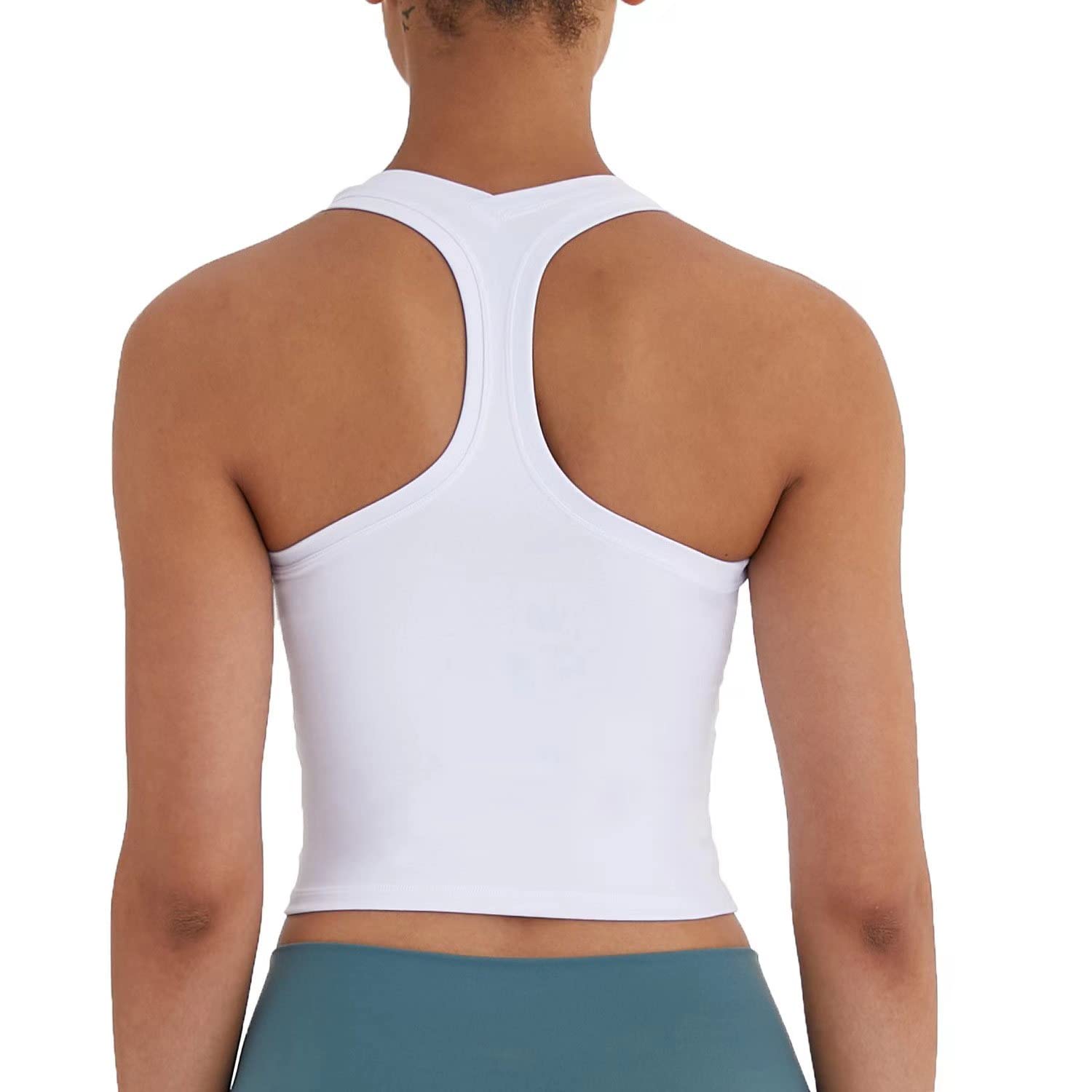 Women's Cropped Racerback Tank Top - Breathable Workout Shirt for Running, Yoga & Gym - Lightweight Activewear for Women's Fitness & Summer Sports