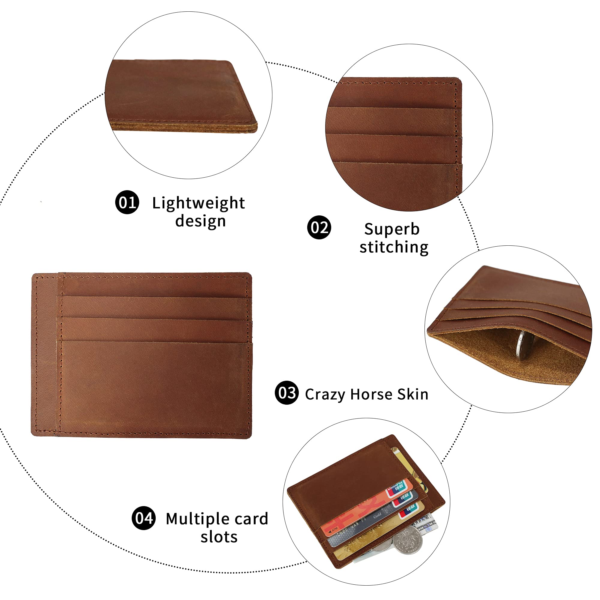 Slim Leather Credit Card Wallet for Men - RFID Blocking Minimalist Card Holder - Perfect for Travel, Business & Everyday Use