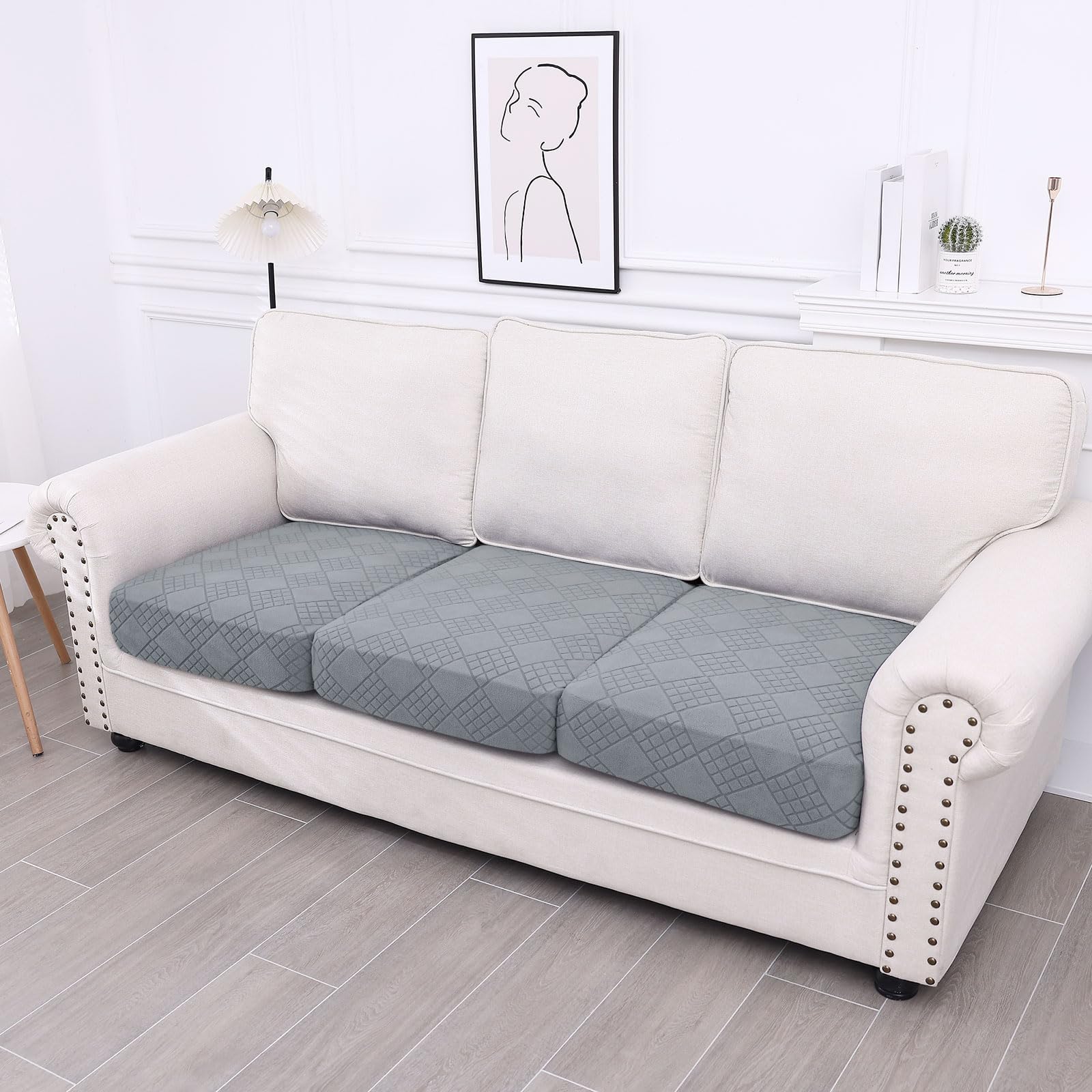 Hyha Universal Stretchable Sofa Covers - Washable Magic Couch Covers for 3-Cushion Couches (Gray) | Perfect for Living Room Decor, Home Protection & Pet-Friendly Furniture
