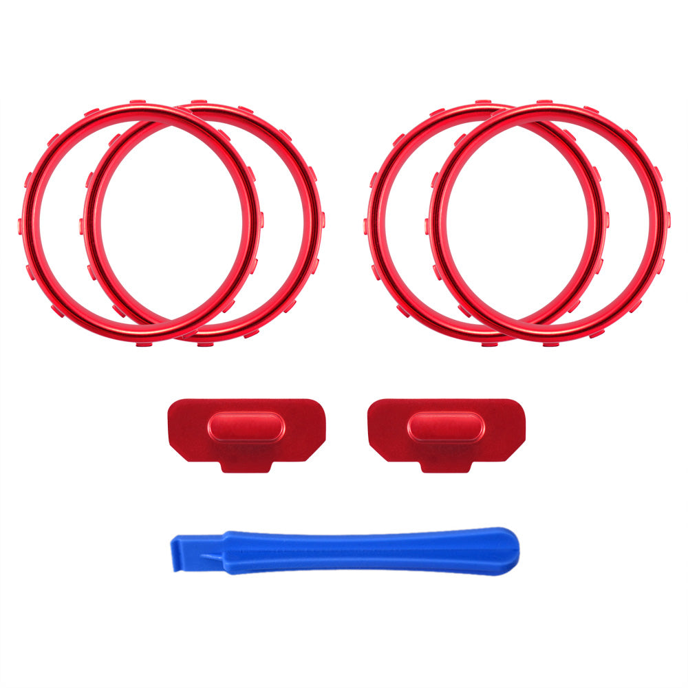 eXtremeRate 2 Pack Matte Chrome Red Accent Rings with Profile Switch Buttons for Xbox One Elite Controller (Model 1698) - Customize Your Gaming Setup for Competitive Play