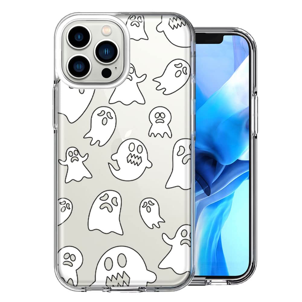 Spooky Ghost Design Double Layer Shockproof Case for Apple iPhone 13 Pro Max - Halloween Themed Protective Phone Cover for Parties & Everyday Use
