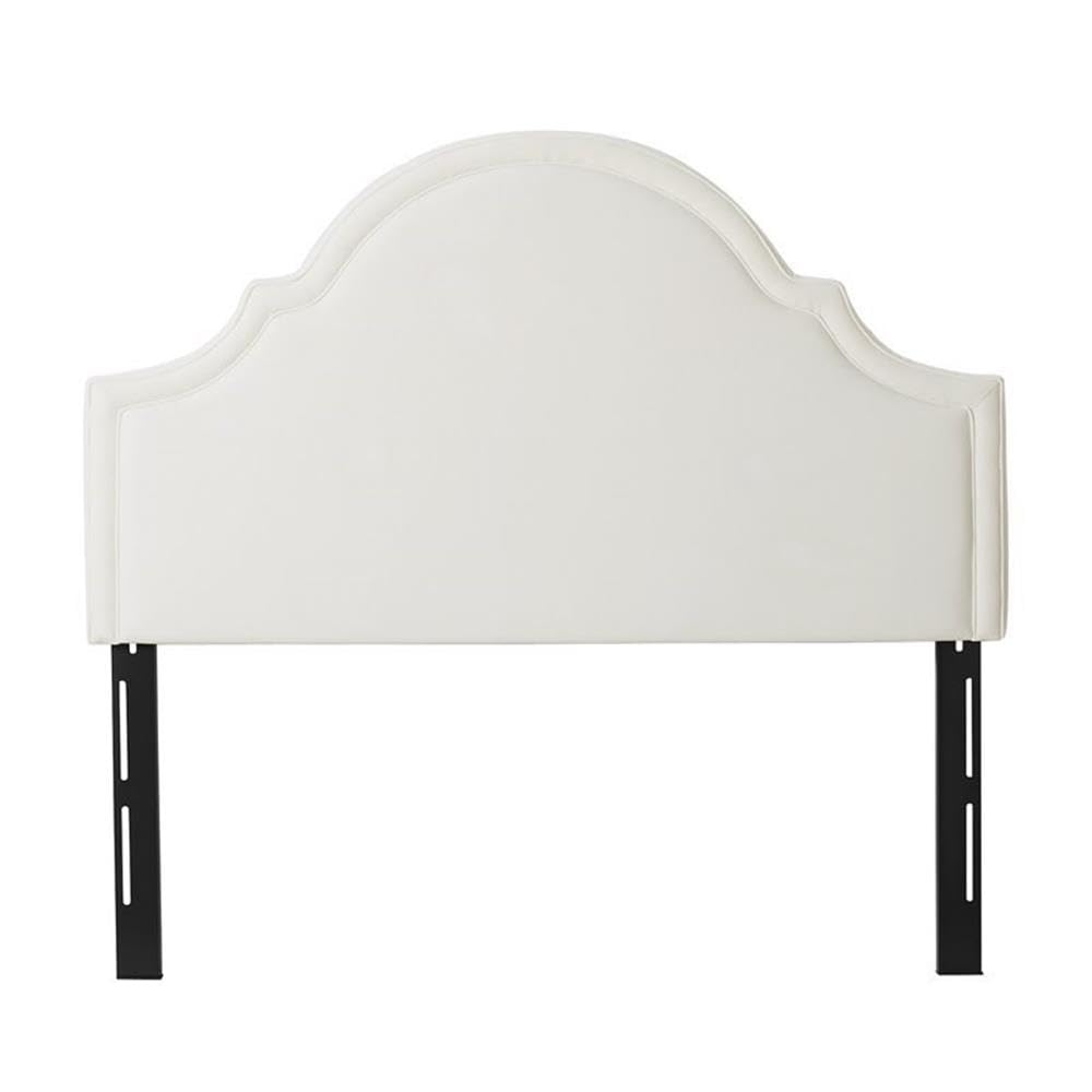 MAKLAINE Modern Hardwood Upholstered Queen Size Headboard in Antique White - Elegant Bedroom Furniture for Master Bedroom & Guest Room Decor