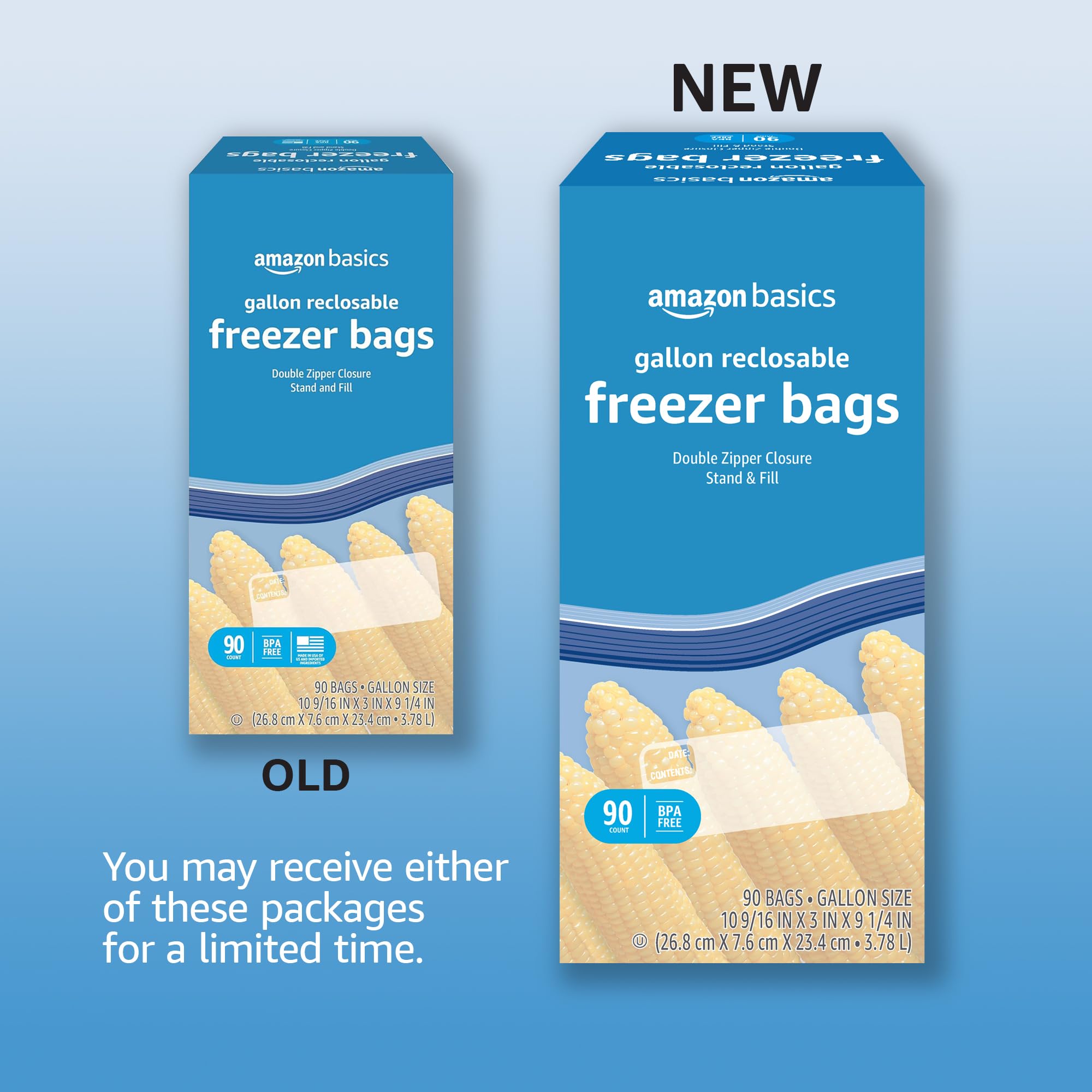 Amazon Basics Freezer Gallon Storage Bags - 90 Count Heavy Duty Freezer Safe Bags for Food Storage, Meal Prep & Bulk Freezing (Previously Solimo) | Ideal for Freezing Soups, Fruits, Vegetables & Leftovers