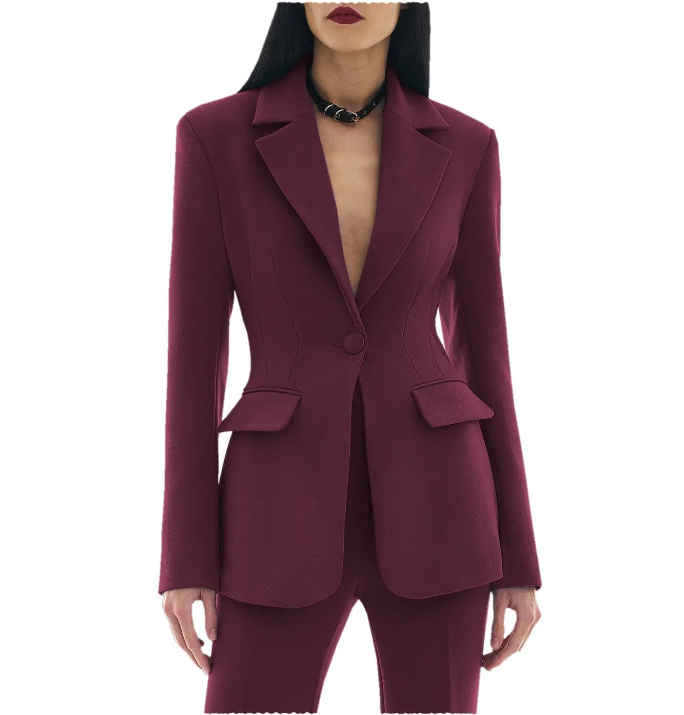 2-Piece Women's Suit Set with Notch Lapel & Single Button (Blazer + Pants) - Perfect for Office, Business Meetings & Formal Events