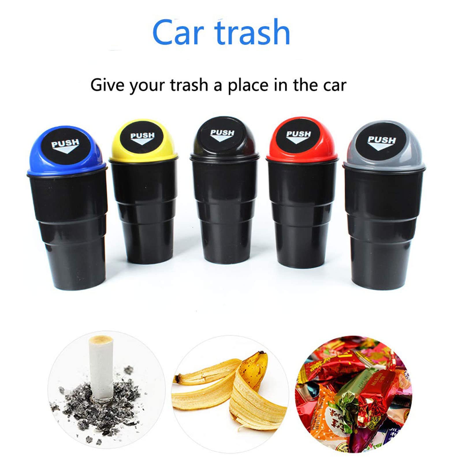 Mini Car Trash Can with Lid - Leakproof Auto Garbage Bin for Vehicle Cup Holder | Portable Small Trash Can for Car, Home, Office, Kitchen, Bedroom & Travel | Perfect for Road Trips, Commuting & Daily Use (Black)