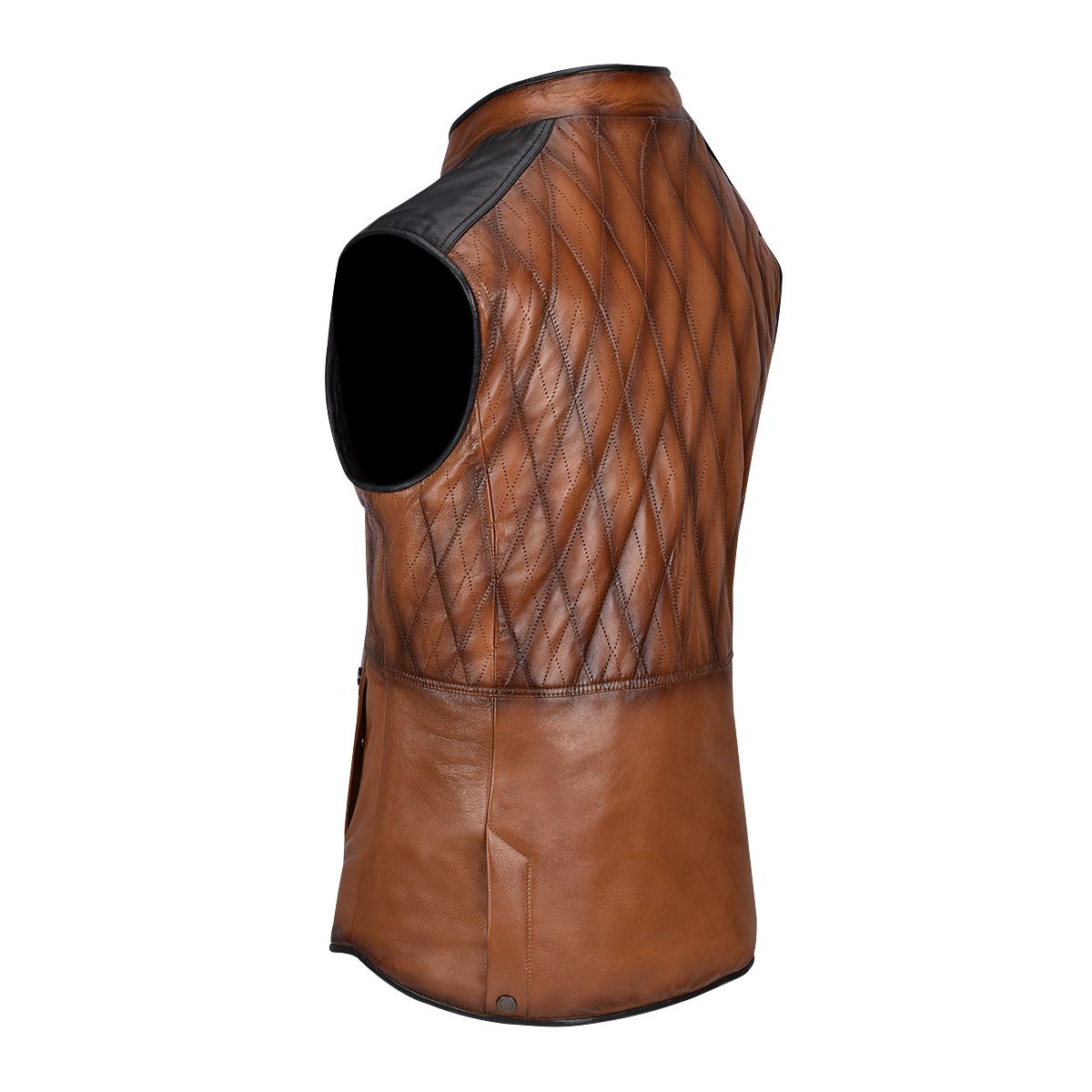 Men's H302COB Cuadra Maple Quilted Goat Leather Racer Vest - Stylish Casual Fashion Jacket for Motorcycle Riding, Outdoor Adventures & Streetwear