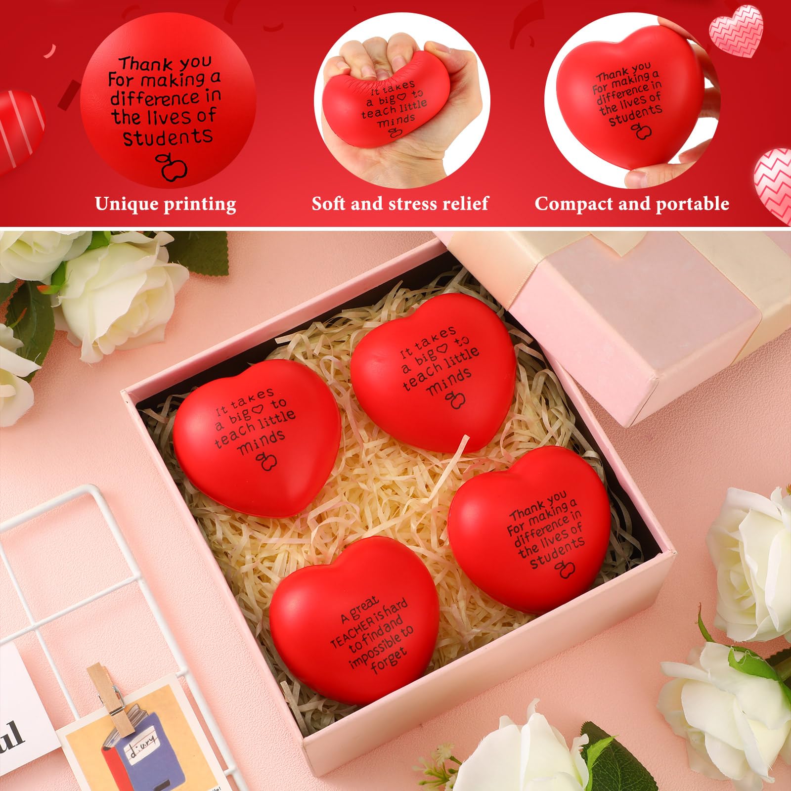 **Leyndo 12-Pack Heart Shaped Stress Balls for Teachers - Bulk Anxiety Relief Toys, Motivational Gifts for Educators, Staff & Coworkers - Perfect for Teacher Appreciation, Thank You Gifts & Office Stress Relief**    *(Use Cases: Ideal for classroom stress relief, teacher appreciation events, office gifts, coworker recognition, and anxiety management.)*