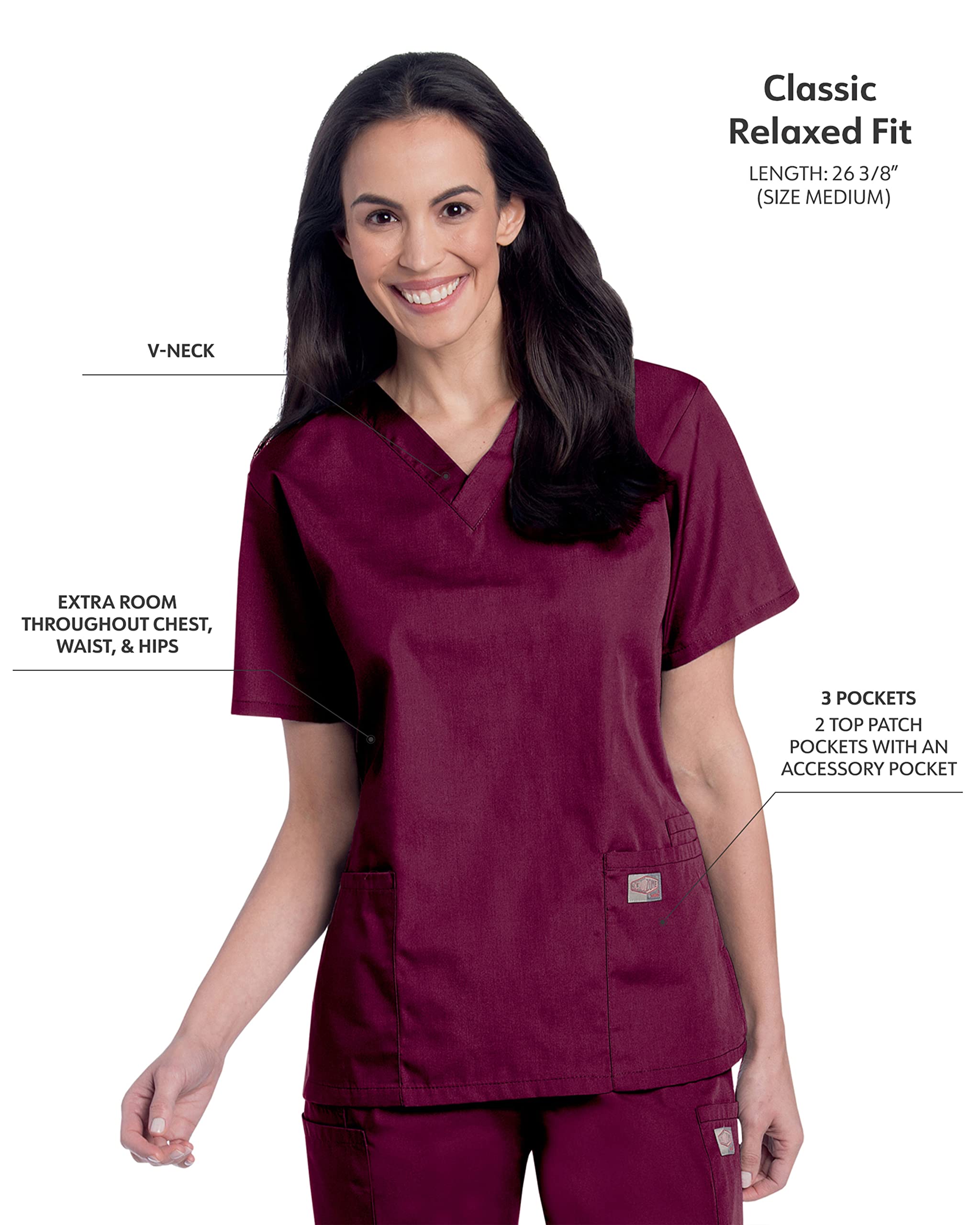 Landau Scrub Zone Relaxed Fit 2-Pocket V-Neck Scrub Top for Women 70221 - Comfortable Medical Uniform for Nurses, Doctors & Healthcare Professionals - Perfect for Hospitals, Clinics & Long Shifts