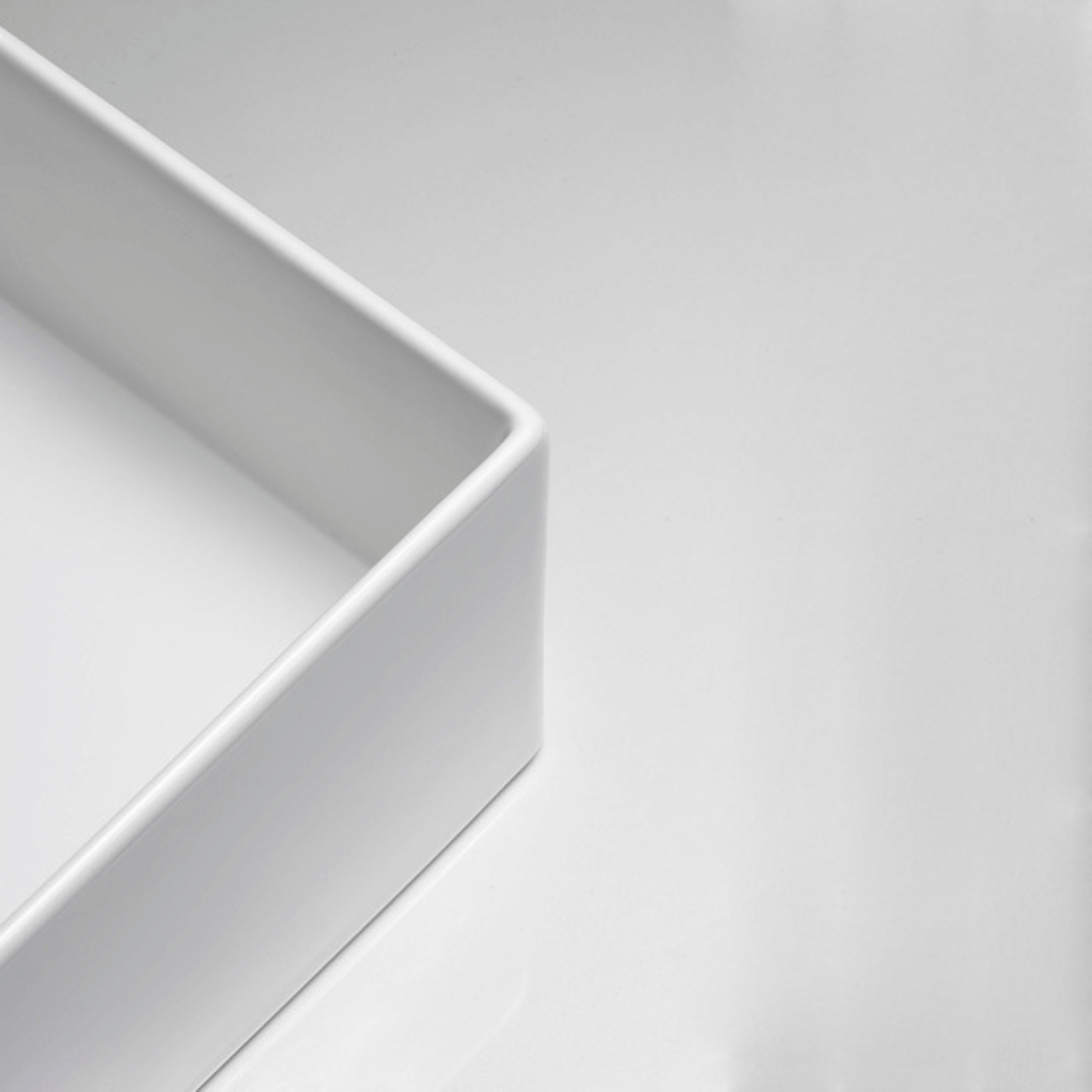 White Mica Square Slim Bathroom Sink - Modern Minimalist Design for Small Spaces, Perfect for Powder Rooms, Guest Baths & Tiny Homes