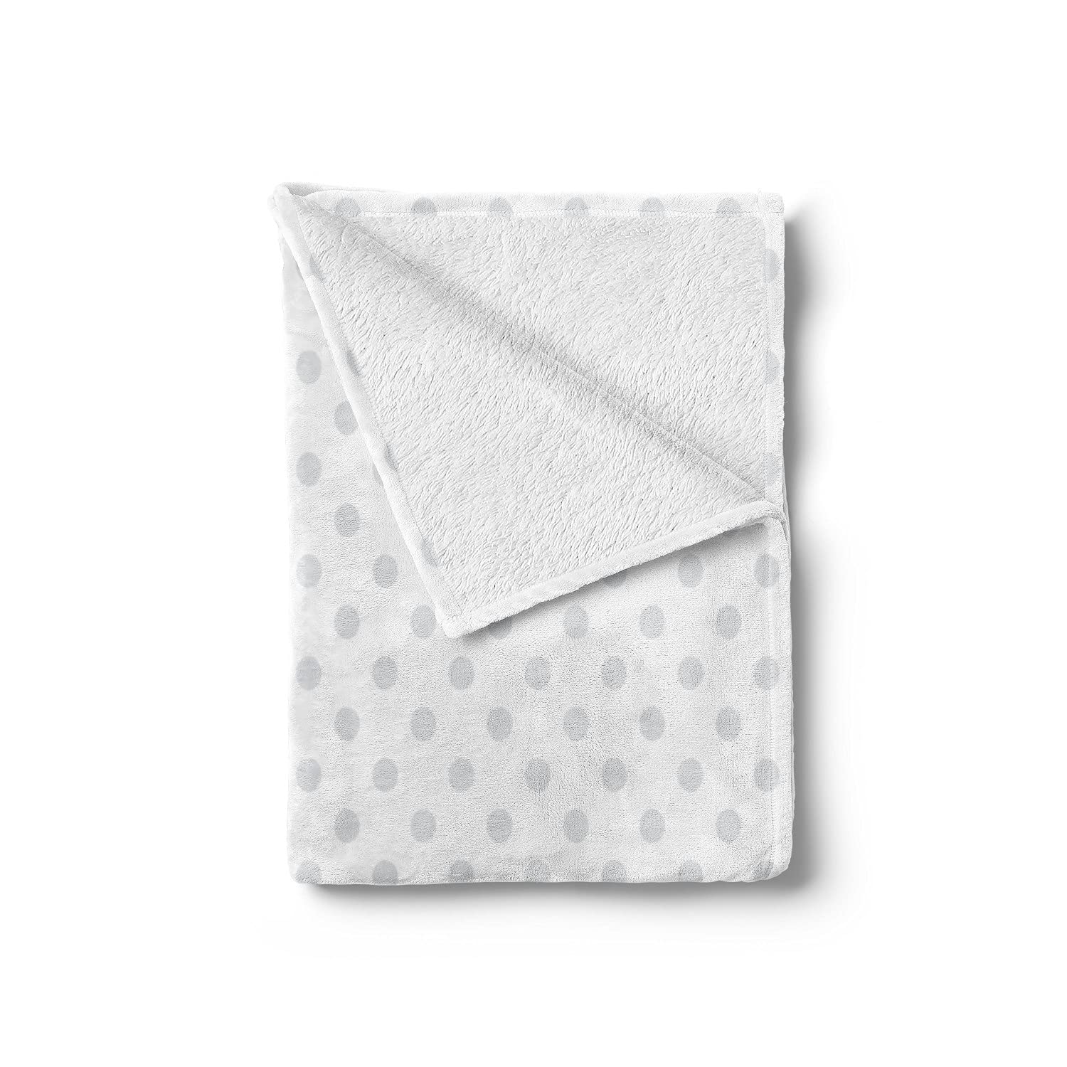 Ambesonne Grey Throw Blanket - Small White Polka Dots on Pale Grey, Retro Fleece Flannel Blanket 60