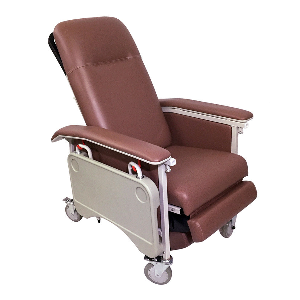 Adjustable Manual Mobile Recliner Chair for Elderly with Removable Tray - Comfortable Geriatric Chair for Home Care, Nursing & Relaxation