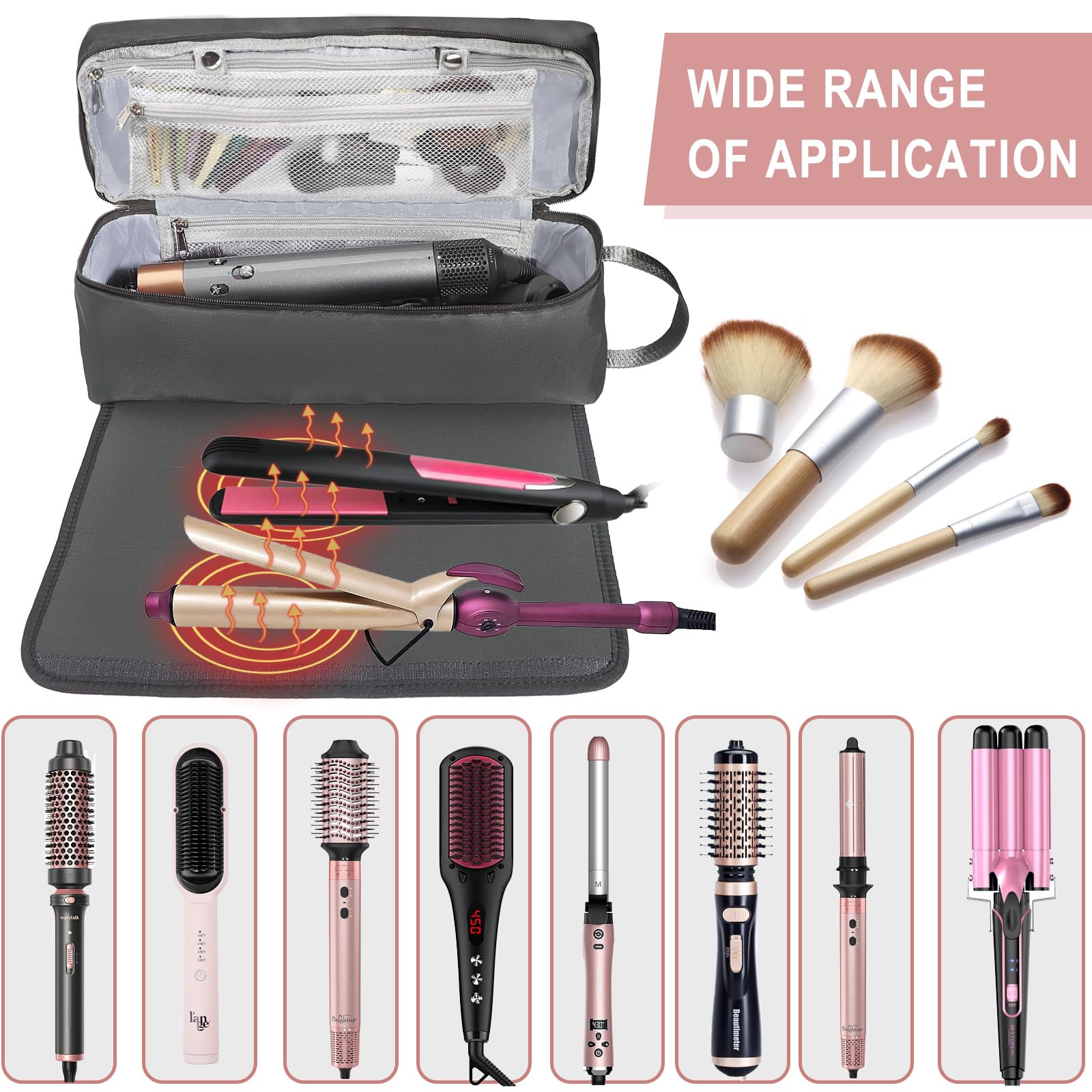 Heat Resistant Hair Tools Travel Bag for Styling Essentials - Perfect for Women's Travel & Salon Visits