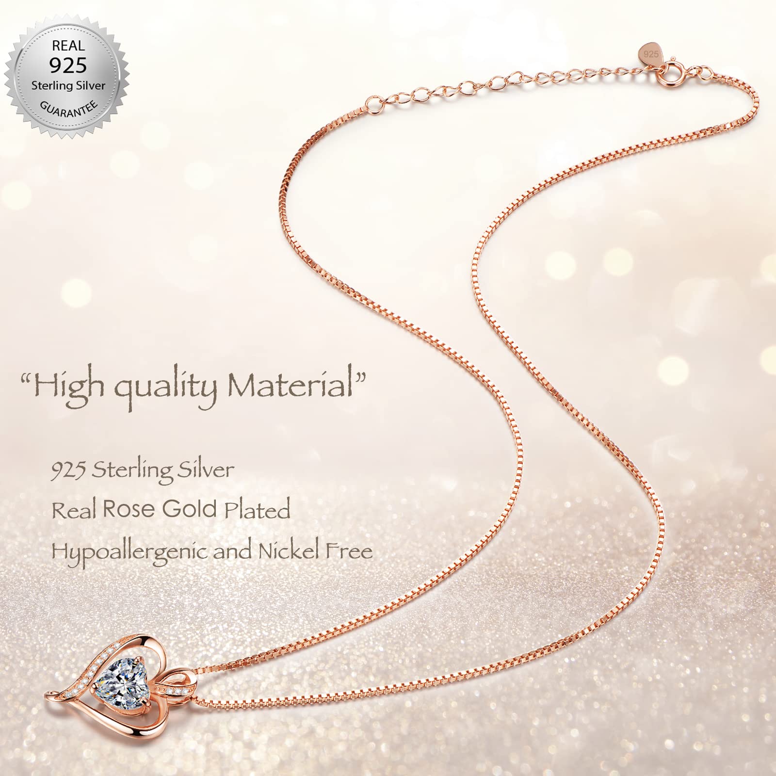 LAVUMO Heart Necklace & Earrings Set - Romantic Anniversary Birthday Gift for Women, Wife, Mom, Girlfriend | Perfect for Valentine's Day, Mother's Day, Wedding & Special Occasions