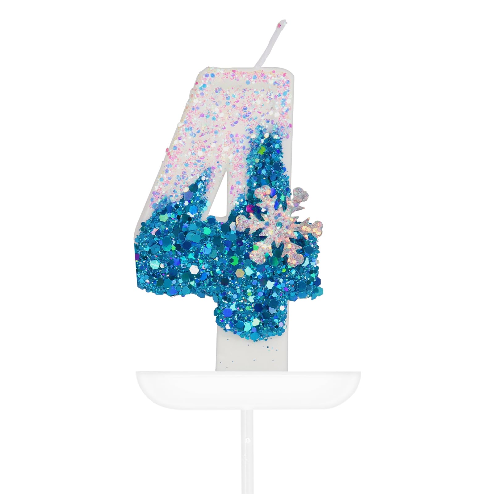 Blue & White Frozen Birthday Candles - Sparkler Number 4 Cake Topper for Winter Themed Parties | Birthday Party Supplies & Decorations | Perfect for Frozen-Themed Celebrations, Winter Wonderland Events & 4th Birthday Cakes