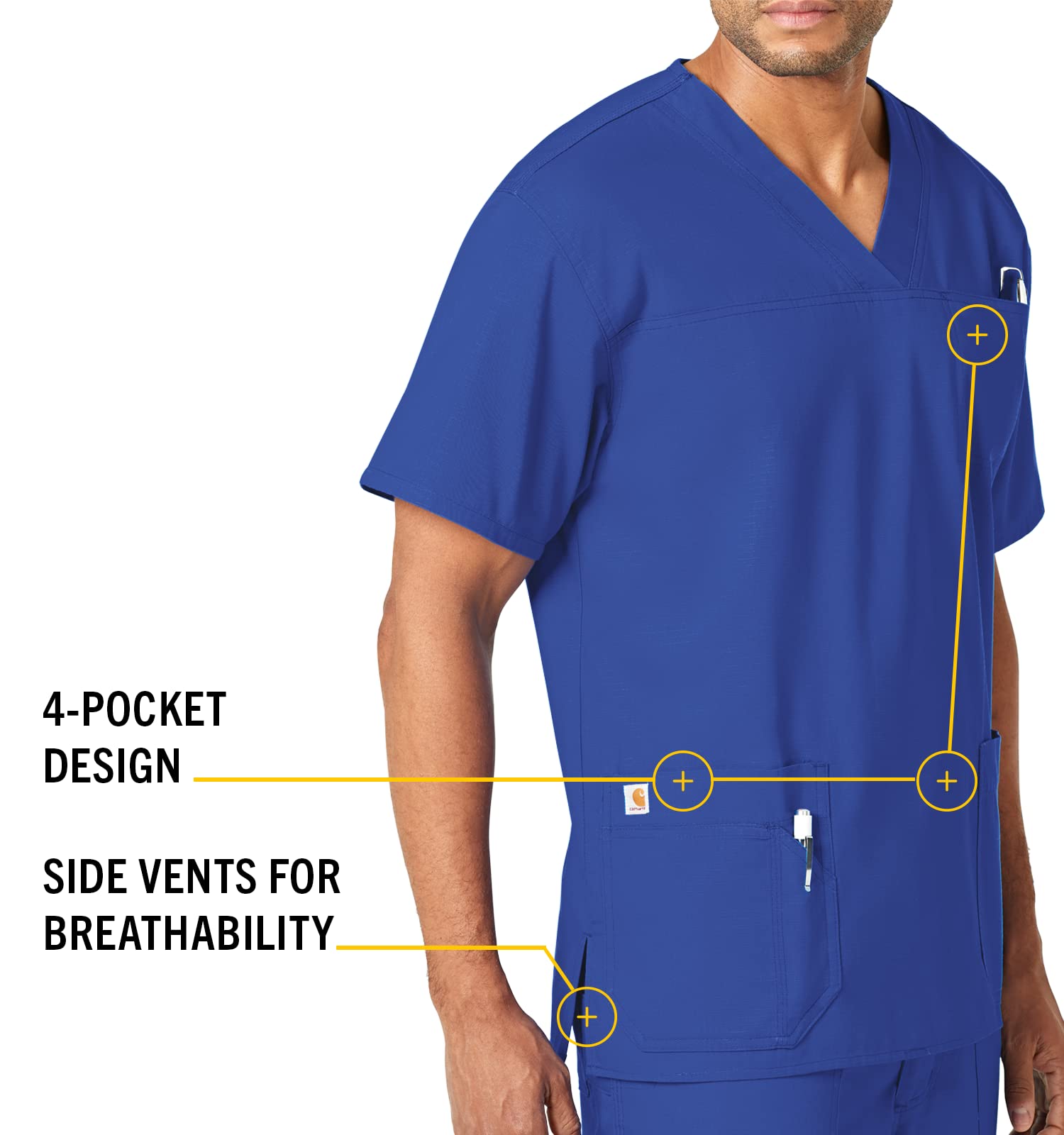 Carhartt Men's Ripstop Multi-Pocket Scrub Top - Durable Work Shirt for Medical Professionals & Healthcare Workers - Perfect for Hospitals, Clinics & Nursing Shifts