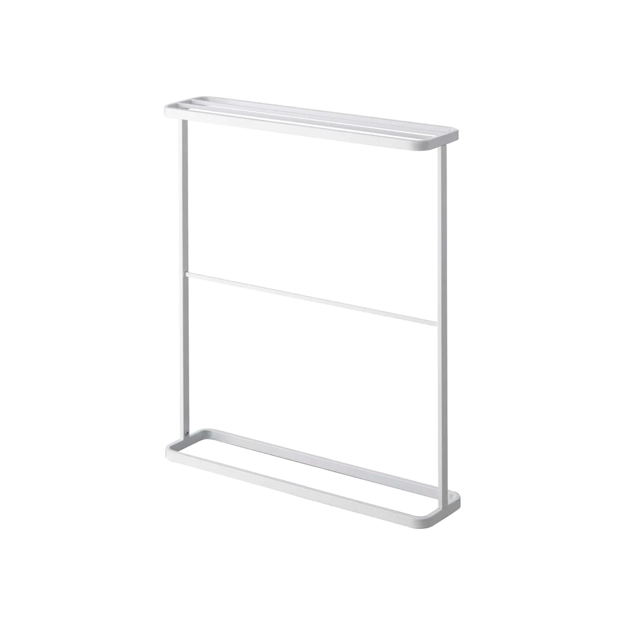 YAMAZAKI White Tower Bath Towel Hanger - Space Saving Bathroom Organizer for Hanging Towels, Robes & Clothes - Perfect for Small Bathrooms, Laundry Rooms & Spa Areas