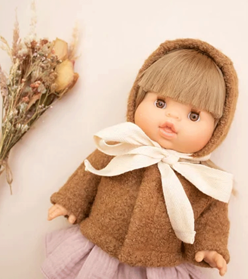 Soft Plush Teddy Bear Bonnet for Baby Doll - Adorable Newborn Photo Prop & Baby Shower Gift - Perfect for Dress Up, Playtime & Nursery Decor