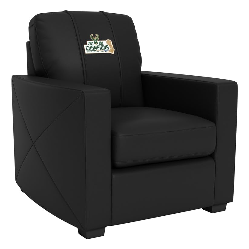 Milwaukee Bucks 2021 Champions Logo Stationary Club Chair - Perfect for Home Office, Game Room & Sports Fan Decor