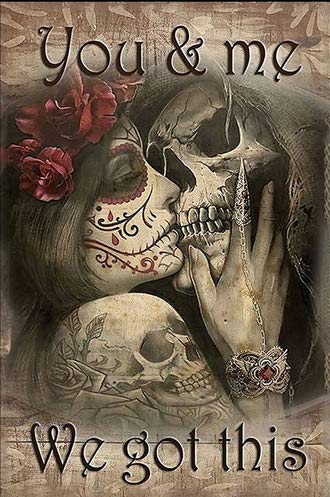 Vintage Metal Sign - Tattoos & Skulls Day of The Dead Couple Ghost Design | Retro Tin Sign for Bar, Pub & Cafe Decor | Perfect Gift for Friends (8x12 Inch) | Ideal for Halloween, Home Decor & Man Cave Wall Art