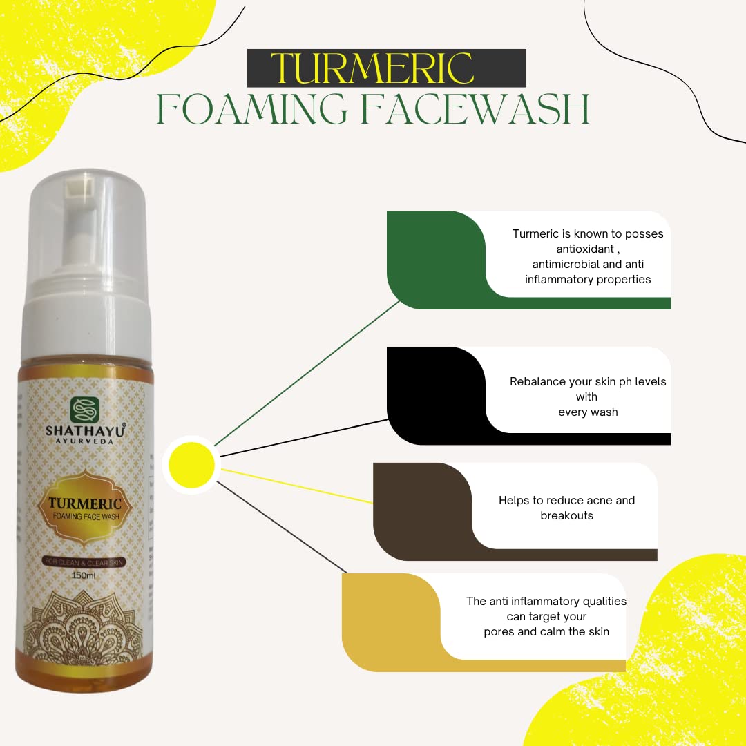Turmeric Foaming Face Wash for Acne & Brightening - Natural Skincare for Oily & Sensitive Skin - Morning & Night Cleansing Routine