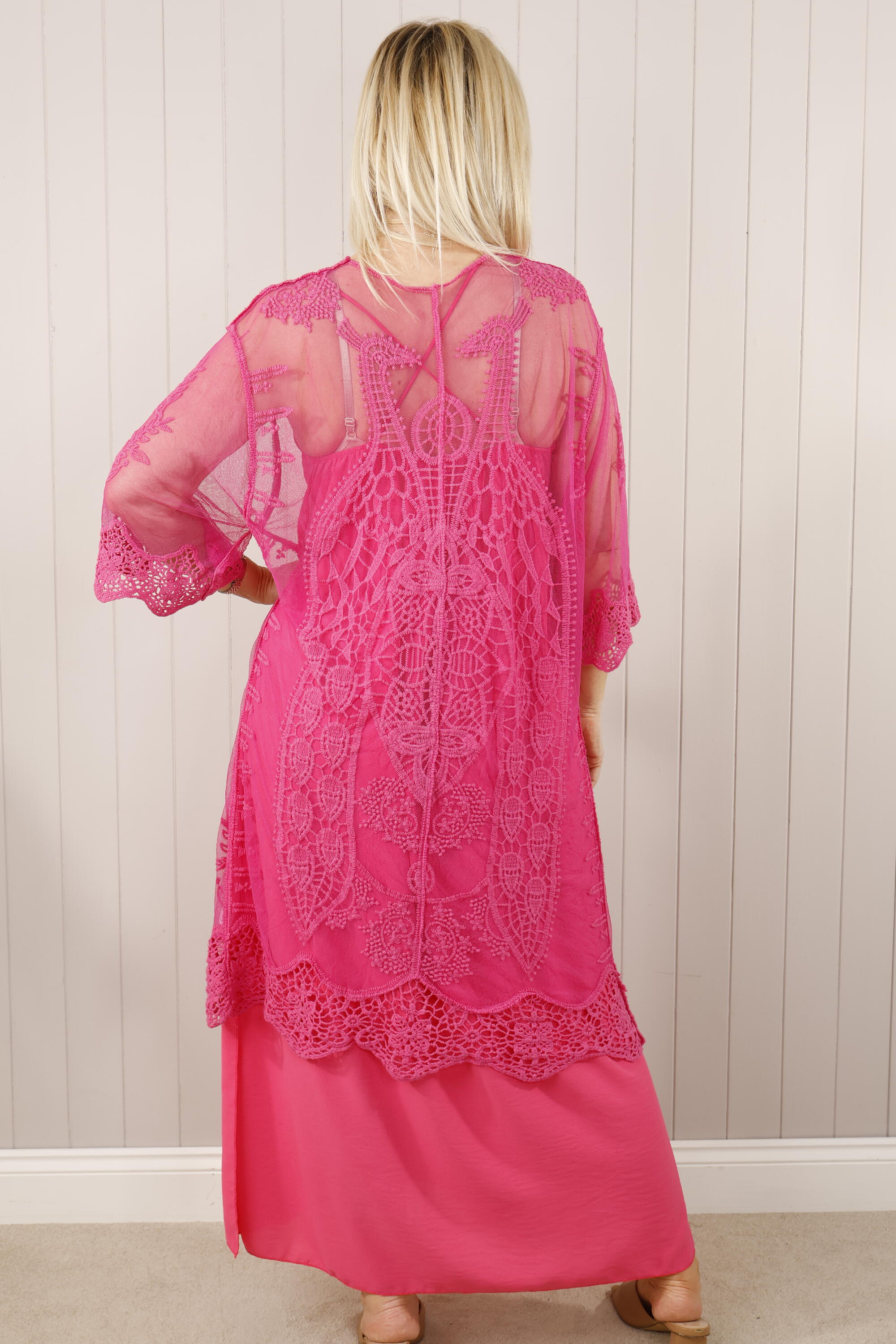 Peacock Sheer Cardigan for Women - Lightweight Bubblegum Pink Open Front Cover Up - Perfect for Spring, Summer, Beach & Evening Wear