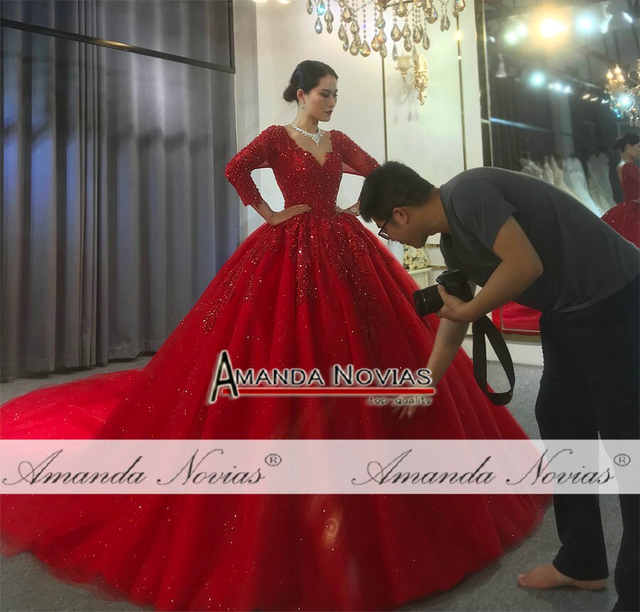 2021 Red Wedding Dress NS3915 - Elegant A-Line Gown for Brides, Prom, and Formal Events