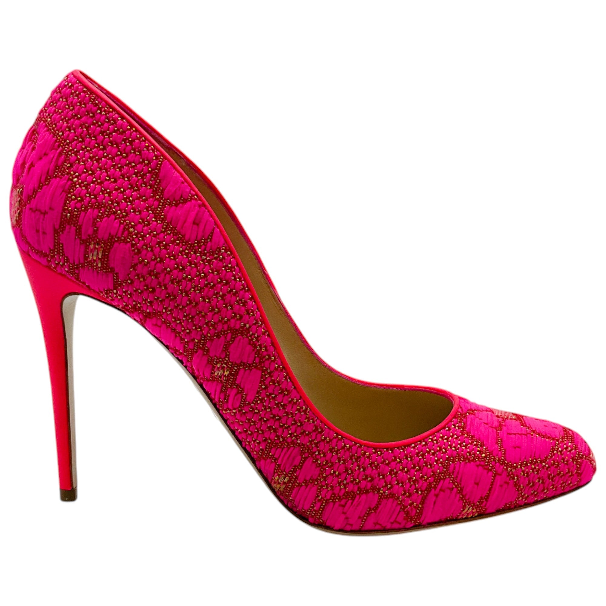 Paul Andrew Fuchsia Rose Lace Pumps - Women's Elegant High Heel Dress Shoes for Weddings, Parties & Special Occasions