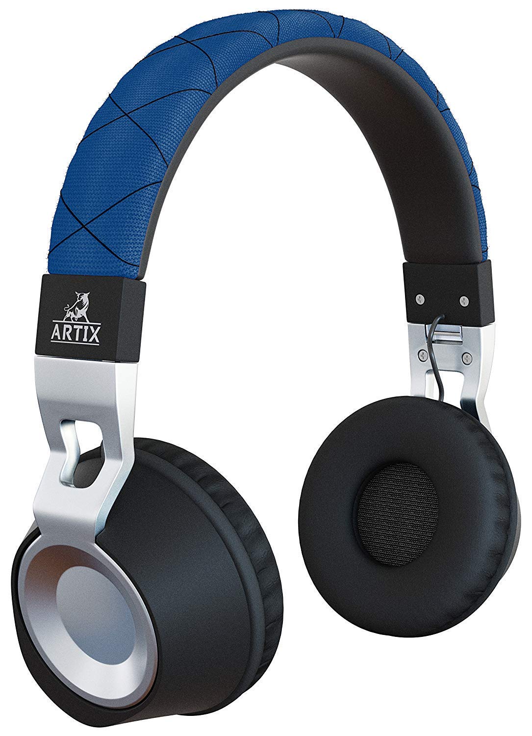 ARTIX CL650 Wired On-Ear Headphones with Microphone - Foldable 3.5mm Jack Headphones for Kids & Adults (Blue) - Perfect for Gaming, Online Classes & Music Listening
