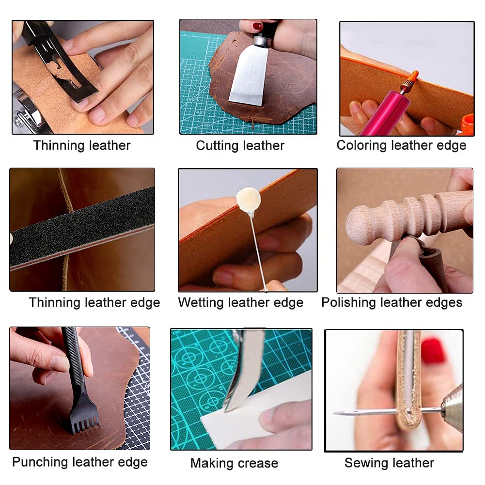 BUTUZE 489-Piece Leather Crafting Tools Kit with Stamping Tools & Sewing Supplies - Complete Leatherworking Starter Kit for DIY Leather Carving, Hand Stitching & Crafting - Perfect for Leather Projects, Gifts & Home Workshops