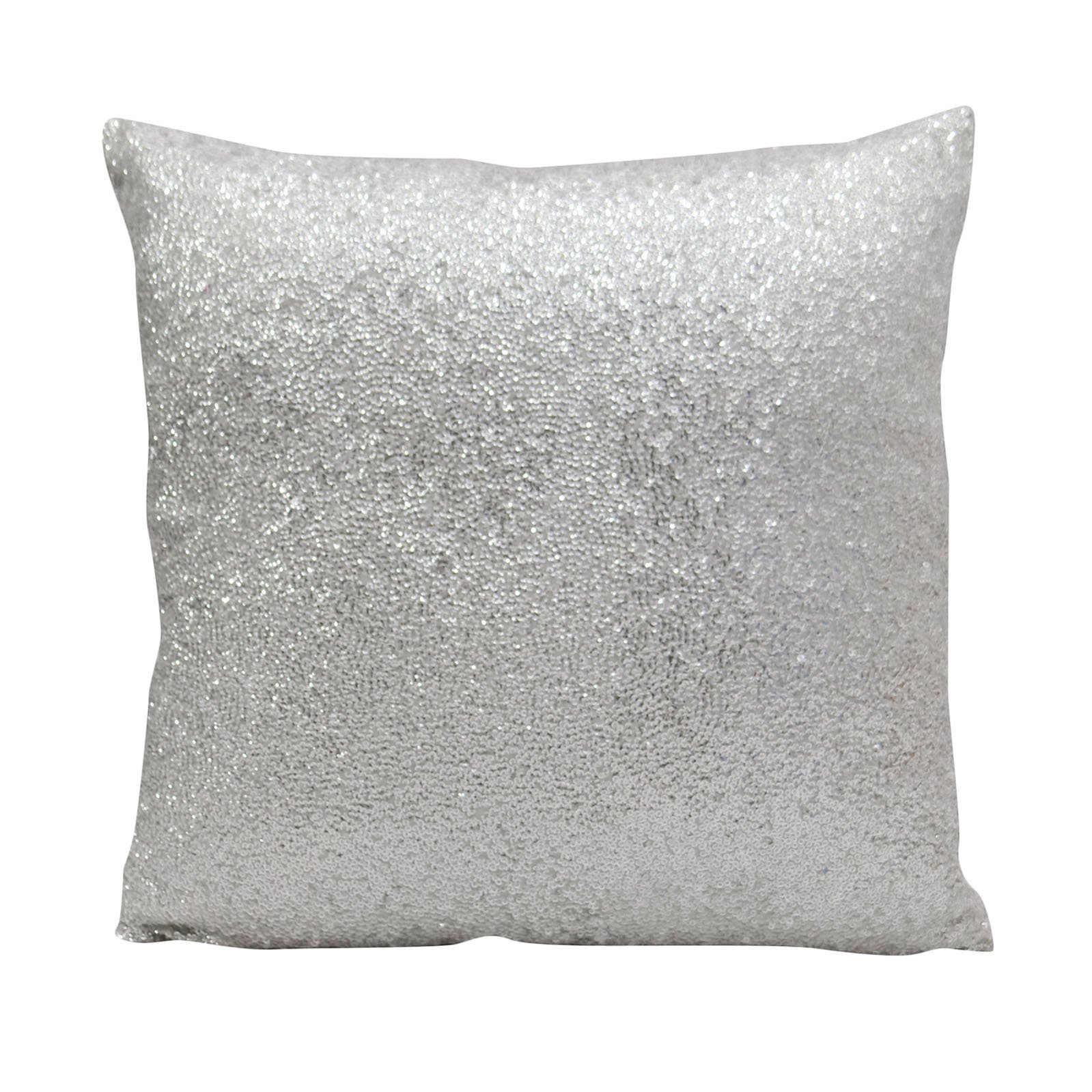 YUGA Metallic Silver Sequin Throw Pillow Cover 18x18 Inches - Glitter Cushion for Wedding Decor, Living Room, Bedroom & Lounge - Soft & Stylish Home Accent