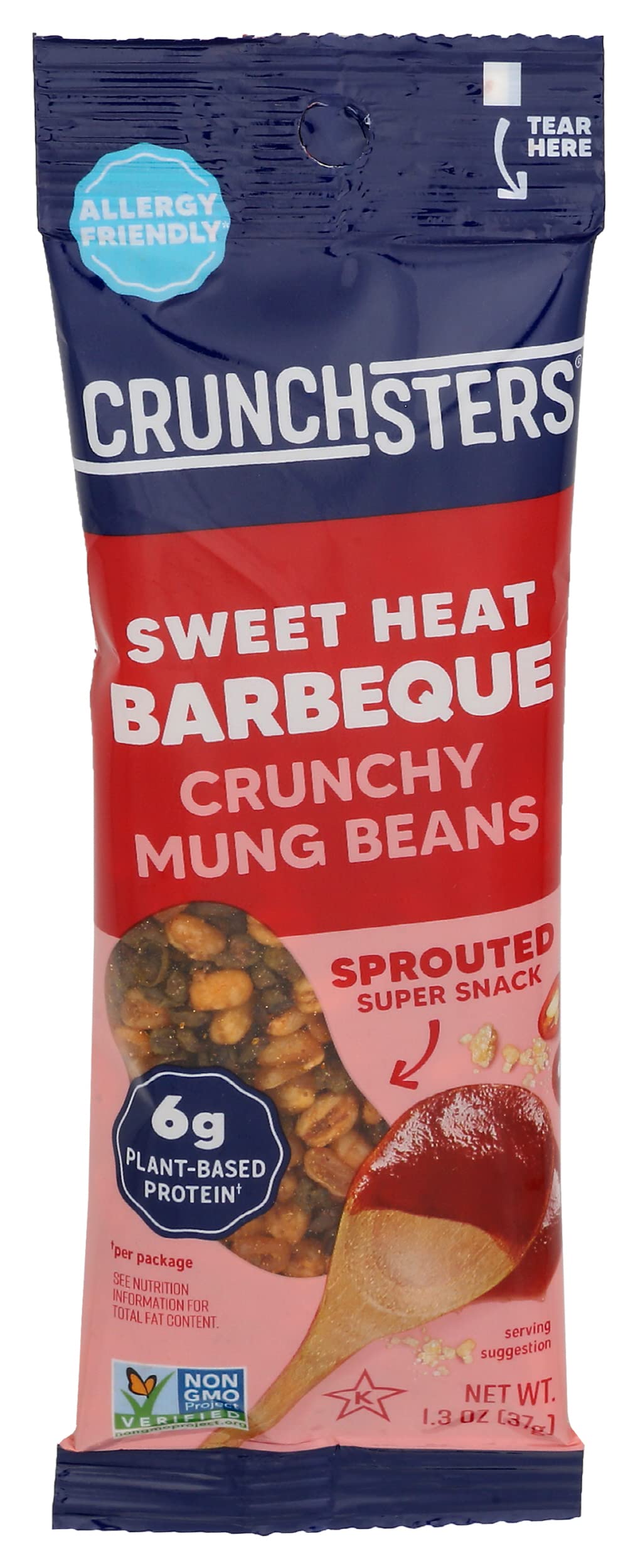 CRUNCHSTERS BBQ Sprouted Protein Snack - Healthy Vegan Gluten-Free Crunchy Chips - 1.3 Oz Pack - Perfect for Keto Diet, On-The-Go Snacking & Post-Workout Recovery