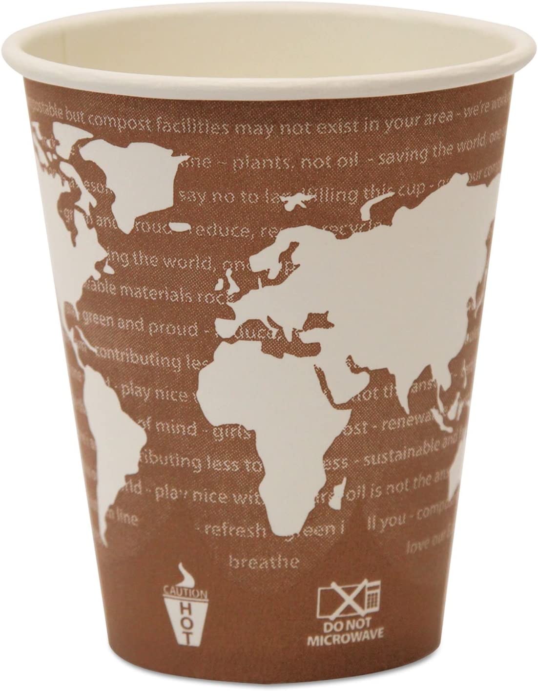 Eco-Friendly Compostable 8oz Hot Cup - 1000 Pack (World Art Design) | Perfect for Coffee, Tea & Sustainable Cafes