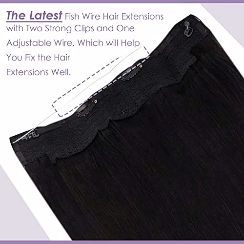 Premium Fish Line Halo Hair Extensions with Invisible Clips - Seamless 100% Human Hair Extensions for Length & Volume - Perfect for Weddings, Parties & Daily Styling