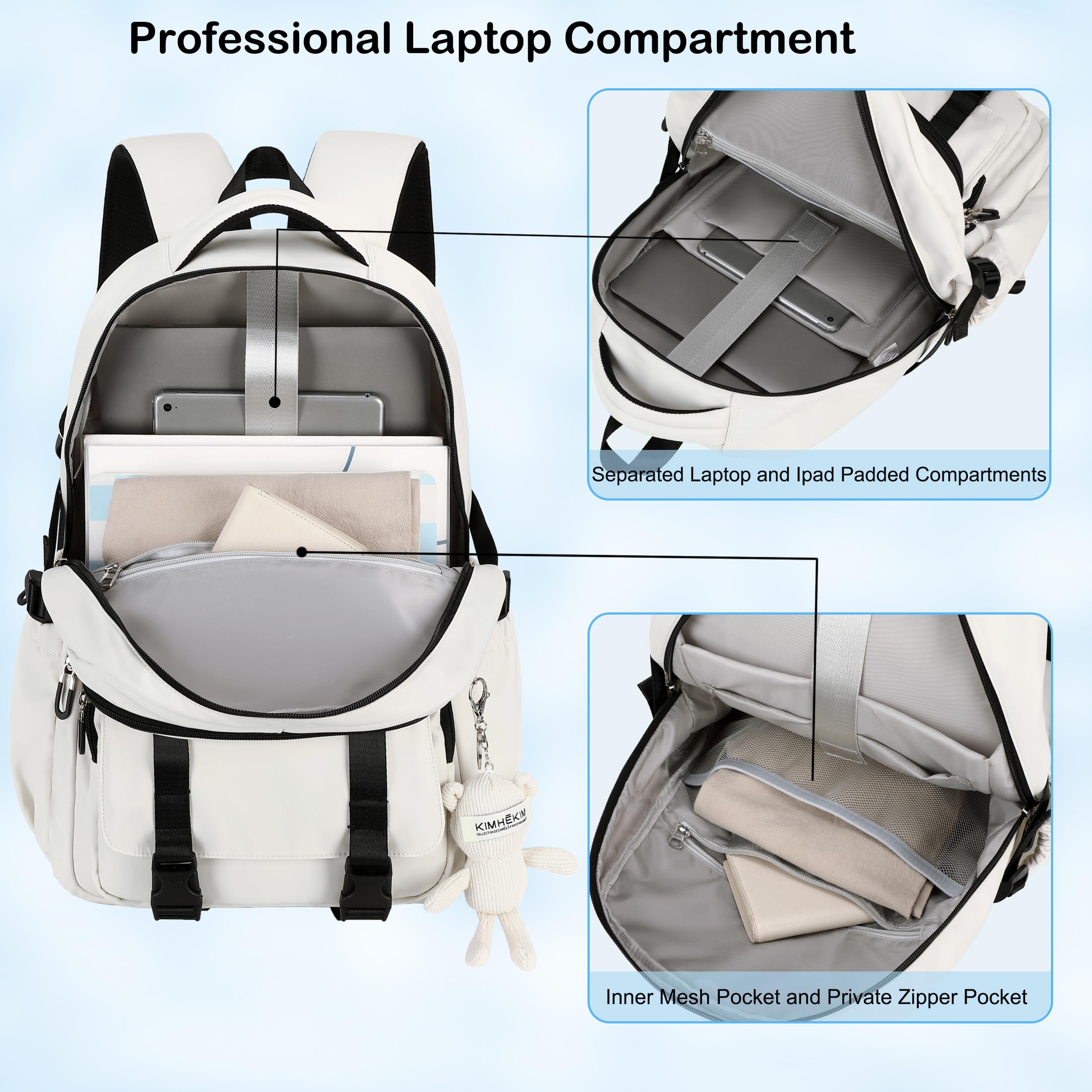Hidds 3-Piece School Backpack Set for Teens, Girls & Women - Stylish Bookbag with Lunch Box & Laptop Compartment - Perfect for College, Travel & Daily Use