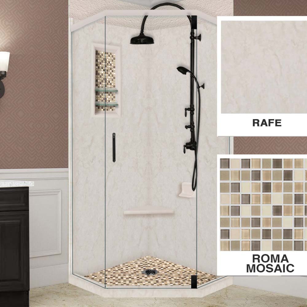 Rafe Marble Roma Mosaic Neo Shower Enclosure Kit - Waterproof Bathroom Upgrade for Modern Homes & Luxury Hotels