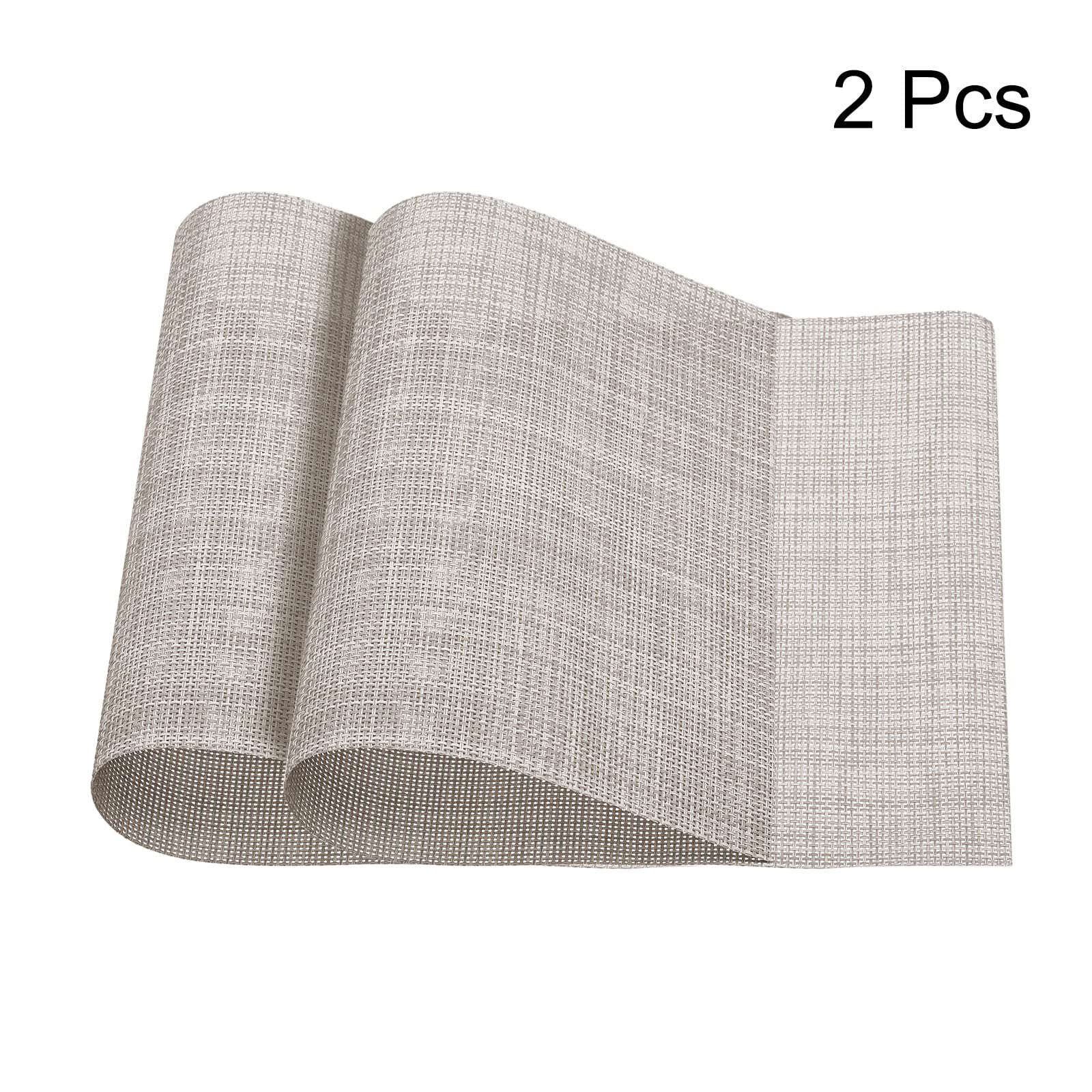 uxcell Washable PVC Woven Place Mats Set of 2, 17.7x11.8 Inches Beige Table Mats for Dining Room, Kitchen & Outdoor Use