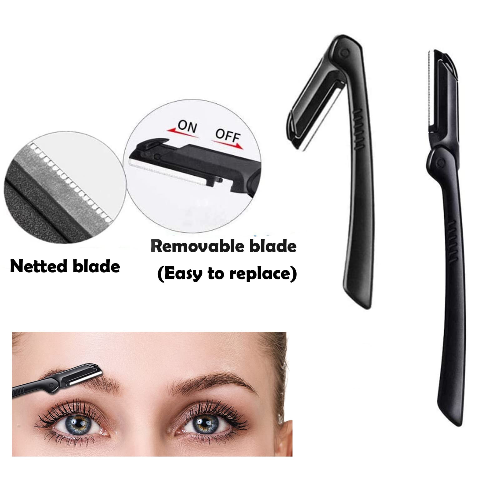 Professional Eyebrow Razor Kit - 9 in 1 Eyebrow Grooming Set for Women & Men with 3 Trimmers, Tweezer, Scissors & Blades | Perfect for Eyebrow Shaping, Facial Hair Removal & At-Home Grooming | Includes Storage Bag