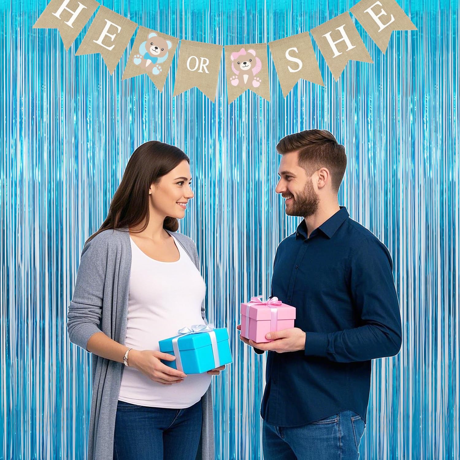 2PC Teal Blue Streamers Party Decorations - Blue Tinsel Foil Fringe Backdrop for Birthday, Frozen, Under The Sea, Ocean, Bachelorette & Easter Party Decor - Perfect for Doorways, Walls & Photo Booths