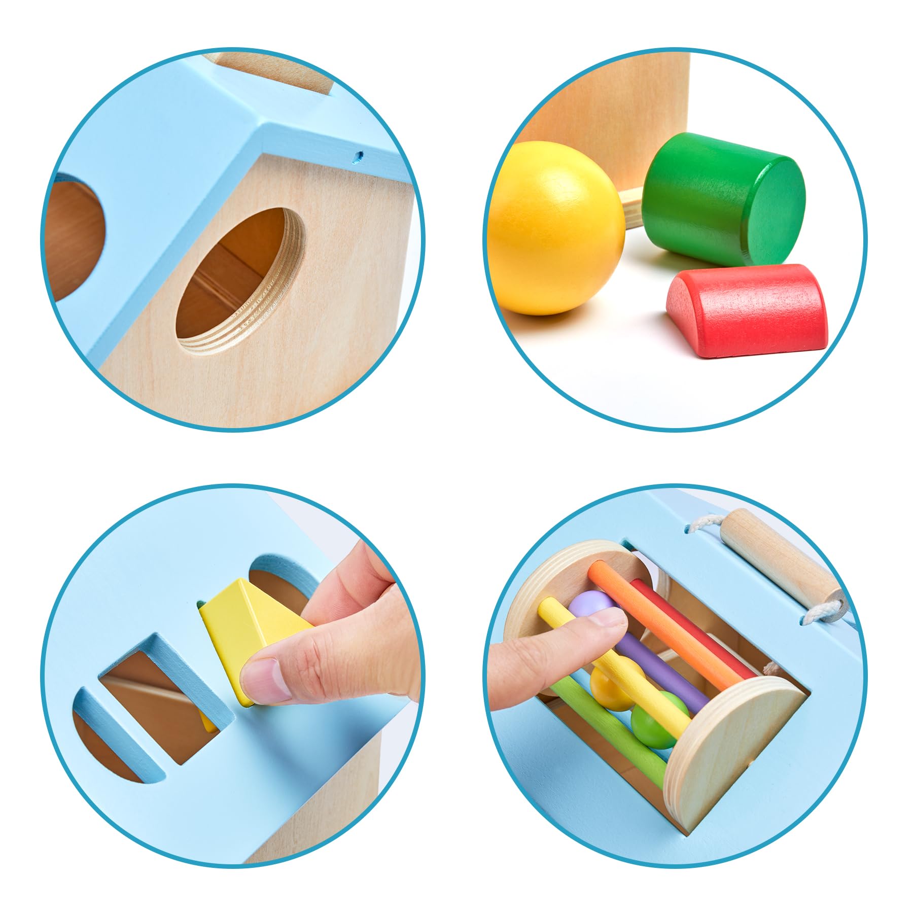 Montessori Wooden Toys for 1 2 3 Year Old Boys & Girls - 5-in-1 Baby Drop Toy with Shape Sorter & Stacking Blocks | Early Learning Educational Toys for Toddlers 12-36 Months | Perfect Gift for Birthday, Christmas & Home Preschool Activities