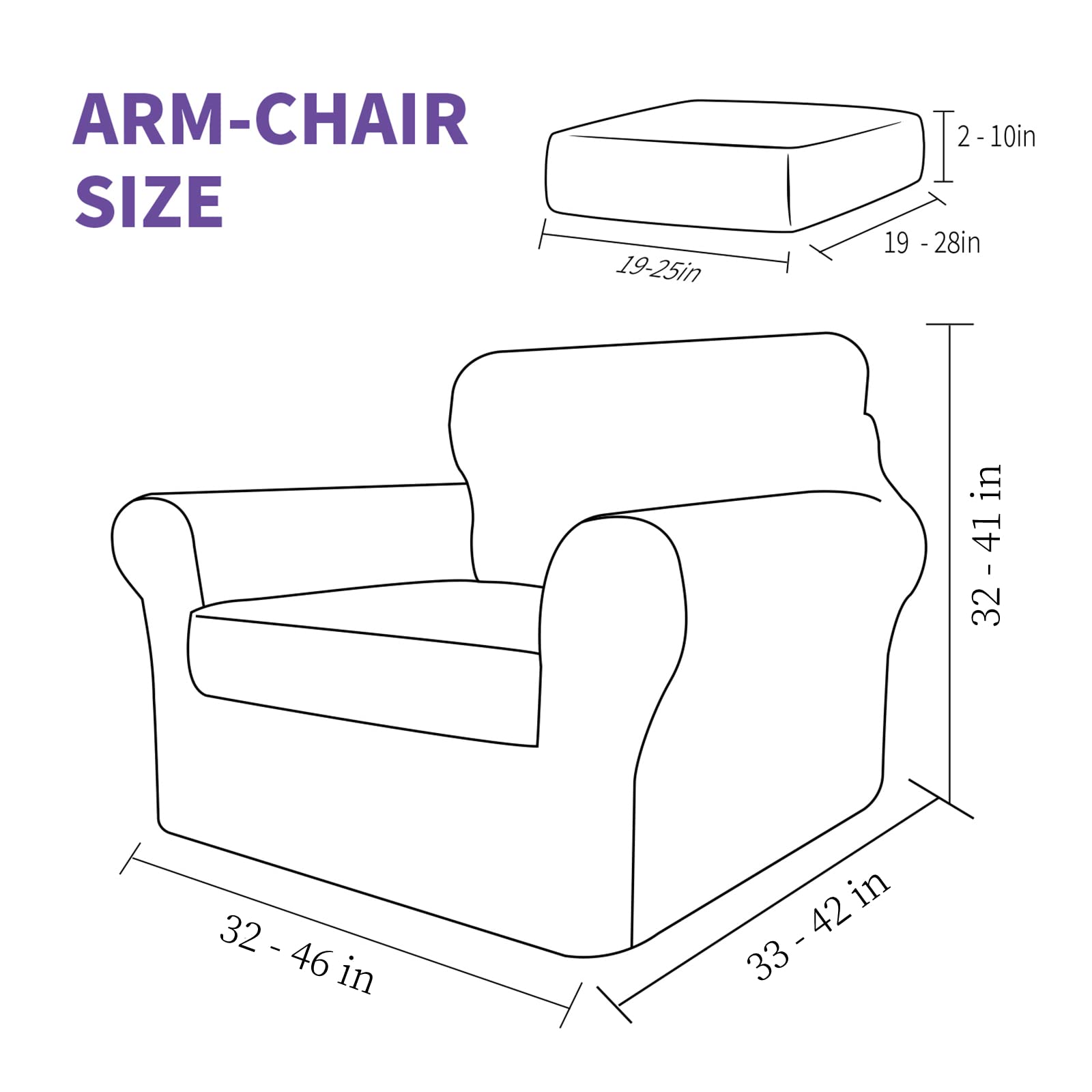 Premium 2-Piece Stretch Armchair Slipcovers - Anti-Slip Living Room Chair Covers, Machine Washable Sofa Protector (Wine Red) - Perfect for Home Decor, Guest Seating & Furniture Protection