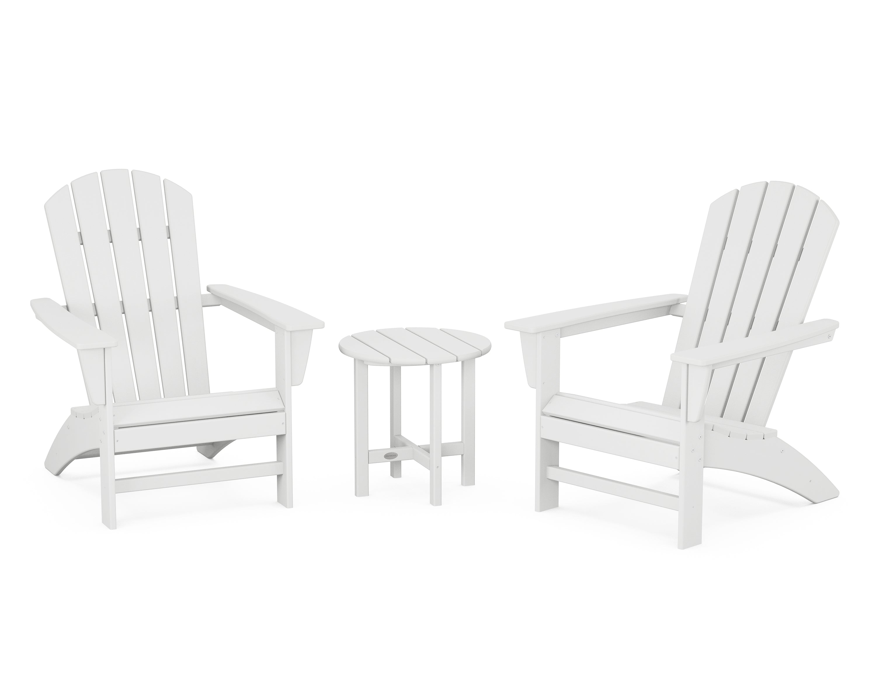 POLYWOOD Nautical 3-Piece Adirondack Chair Set - Durable Outdoor Furniture for Patio, Poolside & Beach - All-Weather Resin Wicker Chairs with Side Table
