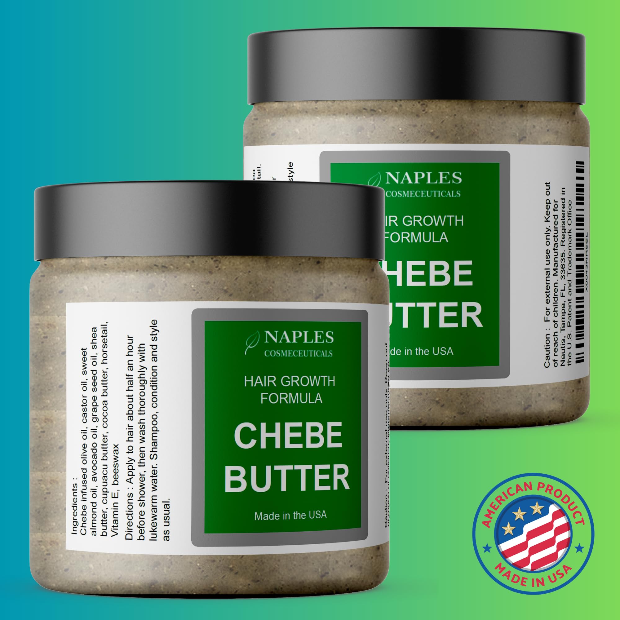 Chebe Hair Growth Butter with Chebe Powder - All Natural Hair Conditioner & Thickening Serum for All Hair Types - Strengthens & Nourishes Hair - Made in USA - Perfect for Dry, Damaged Hair & Natural Hair Care Routine
