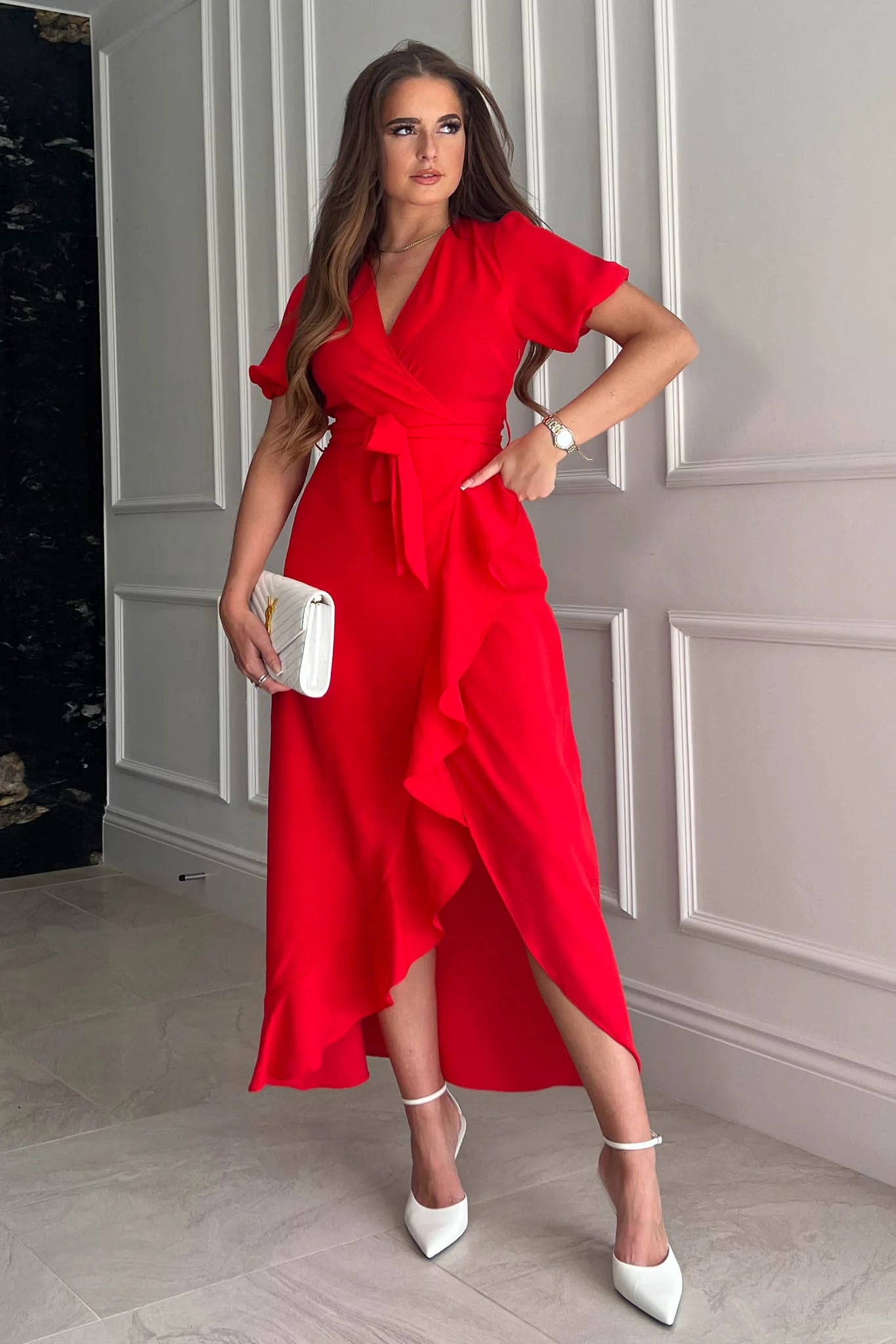 LEONA Women's Red Dress - Elegant & Comfortable Casual Wear for Parties, Dates & Everyday Outfits